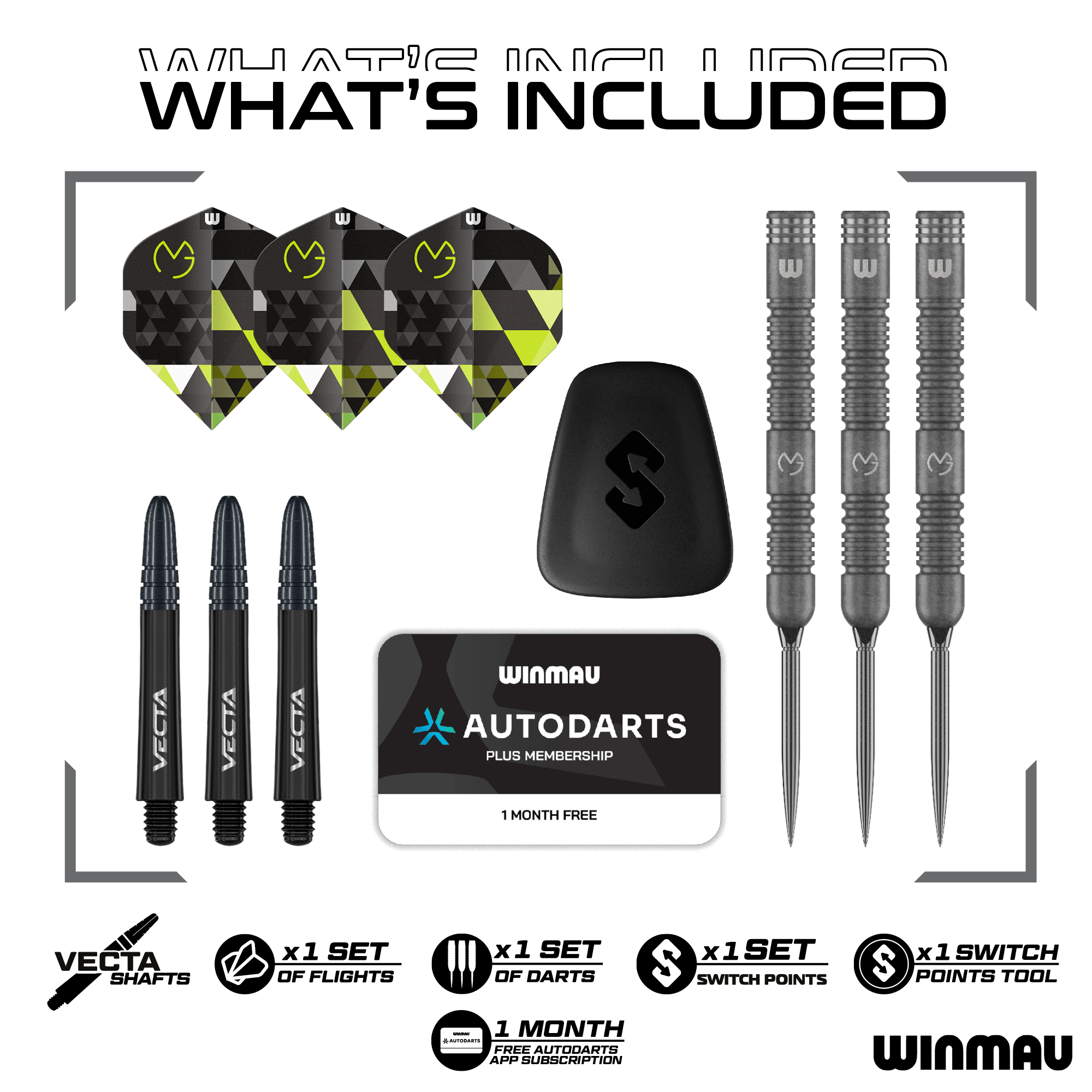 Winmau Michael Van Gerwen TS Switch Point Steeldarts Zu sehen sind Winmau Michael Van Gerwen TS Switch Point Steeldarts. Diese Darts sind für das Steeldartspiel gedacht.