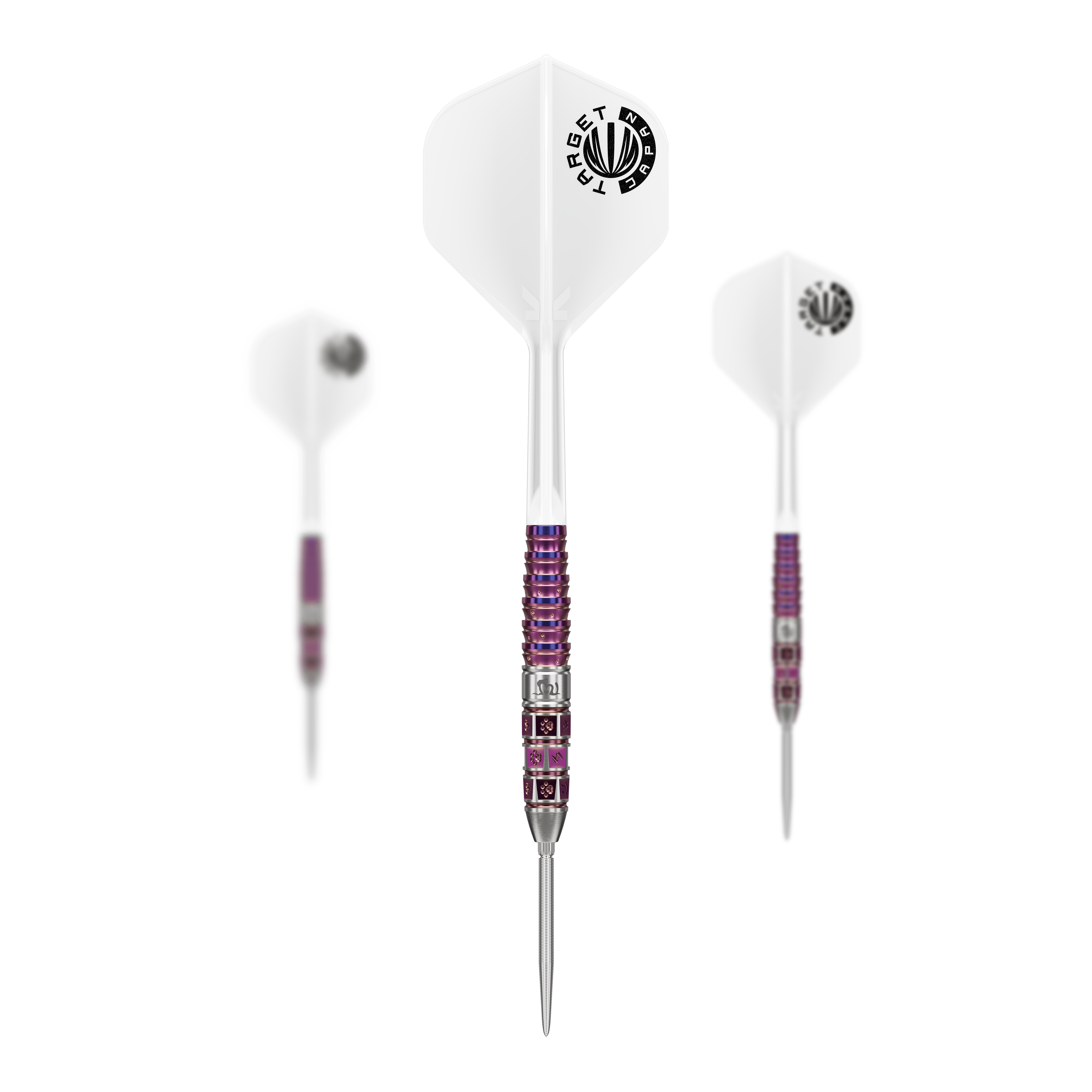 Šipky Target Japan Prime Series Mayo GEN8 Swiss Point Steel Abgebildet ist das Target Japan Prime Series Mayo GEN8 Swiss Point Steeldarts Set. Die Anordnung der Darts ist deutlich.