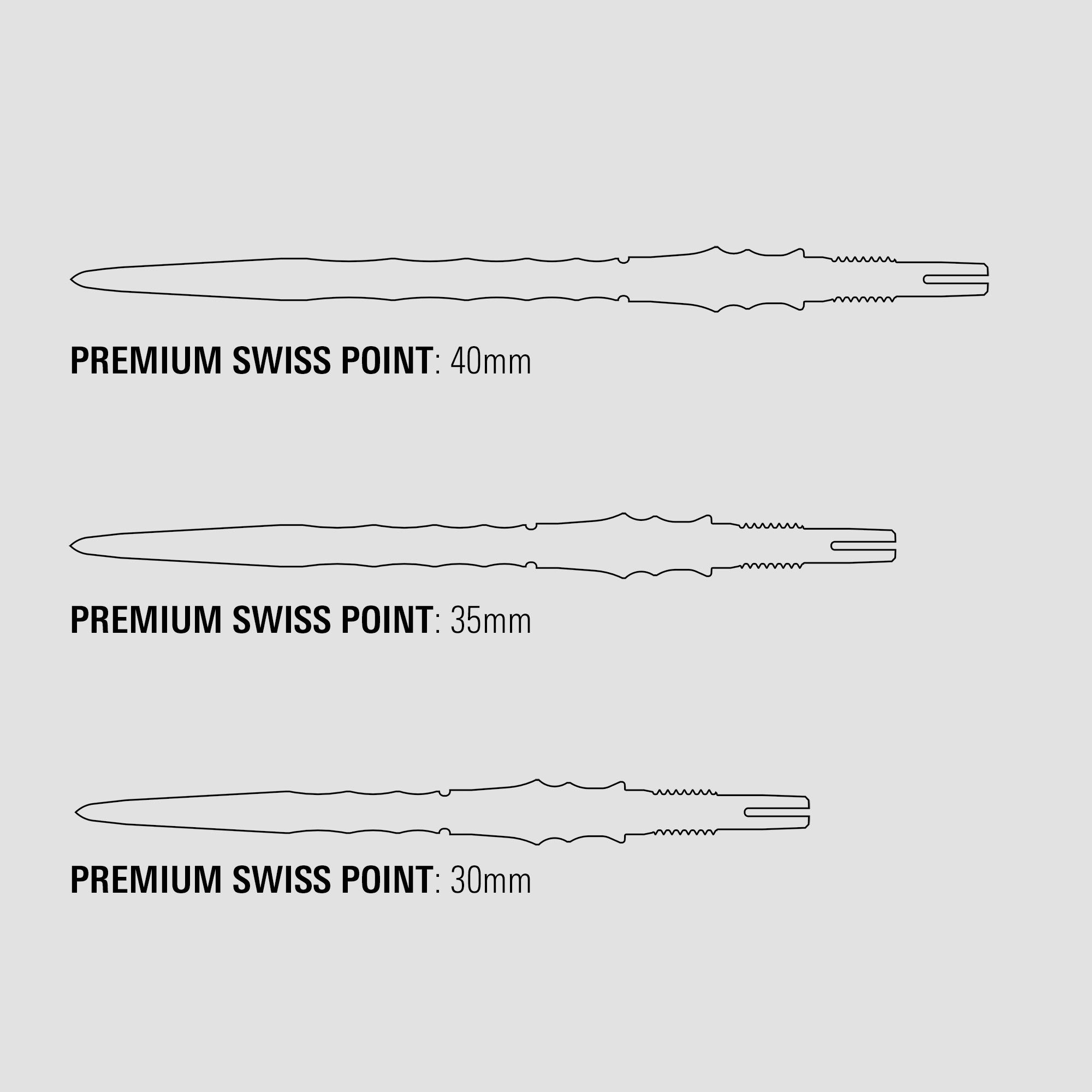 Die Abbildung zeigt die Target Japan Premium Swiss Point Dartspitzen in Silber. Die Spitzen sind speziell für professionelle Dartspiele hergestellt.
