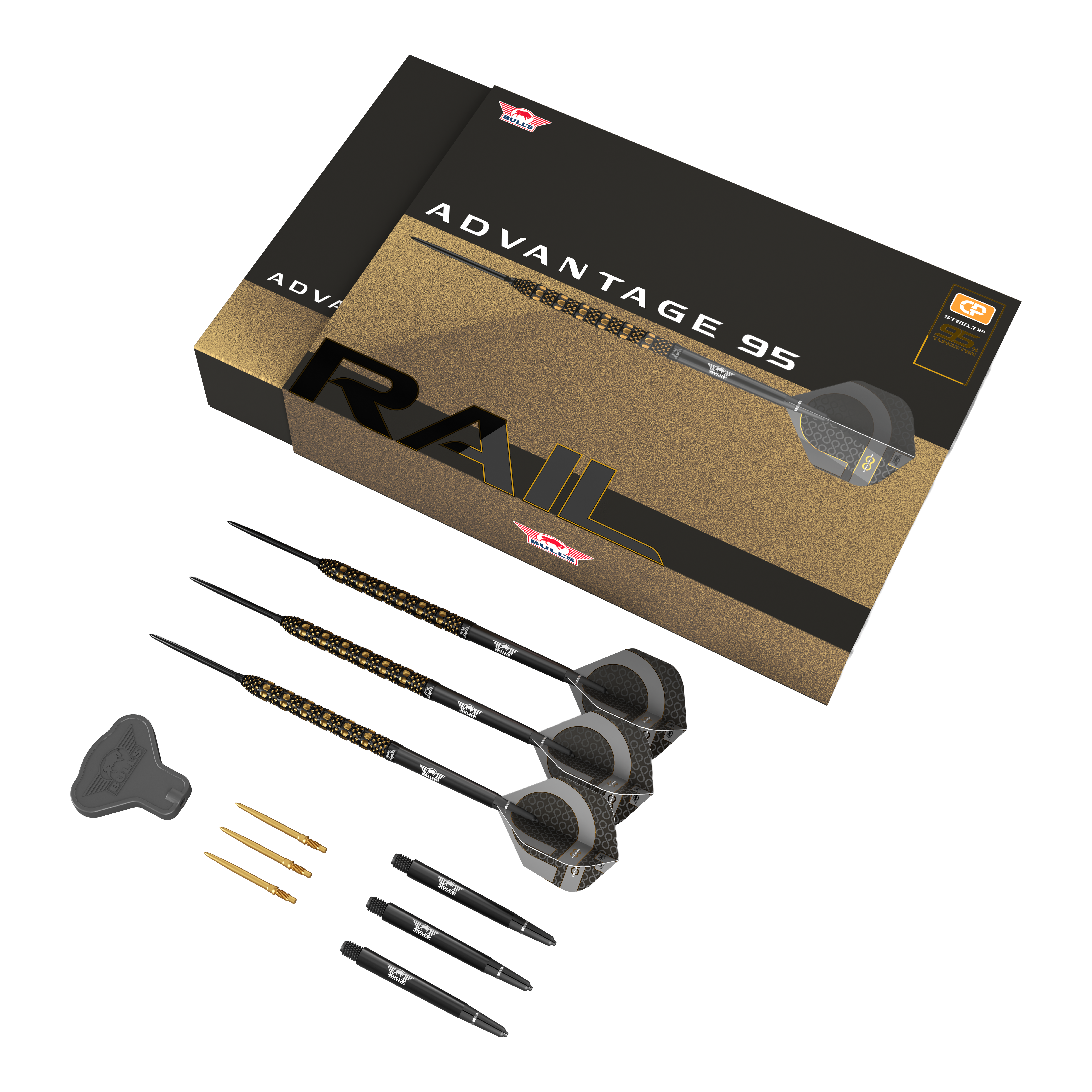Šipky Bulls NL Advantage 95 Rail Convertible Point Steel Darts Abgebildet ist das Bulls NL Advantage 95 Rail Convertible Point Steeldarts Set. Die Darts sind schlank gehalten.