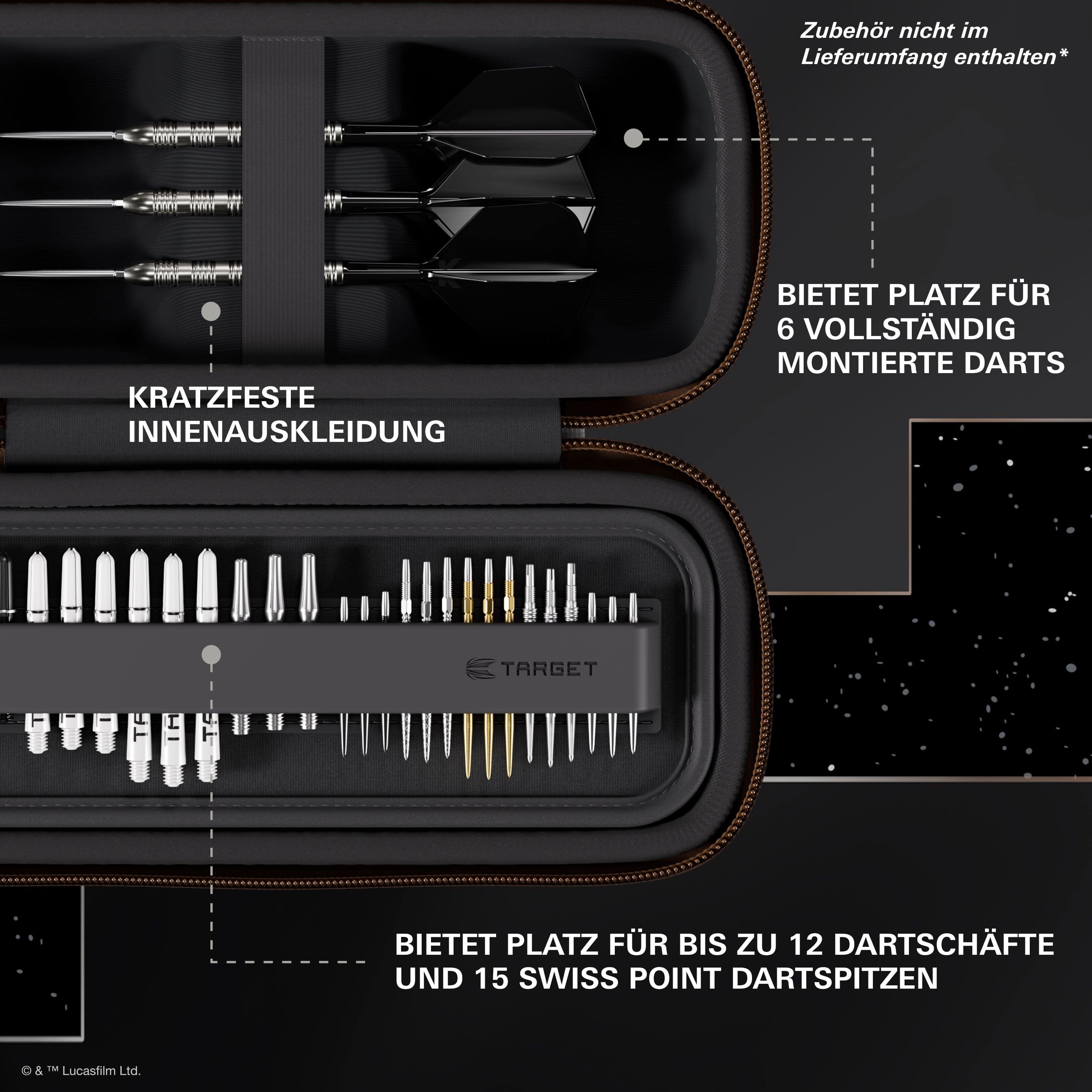 Pouzdro na šipky Target Star Wars Boa – Mandalorian Dieses Bild zeigt das Target Star Wars Boa Dartcase - Mandalorian. Das Dartcase hat ein Motiv vom Mandalorianer aus Star Wars.