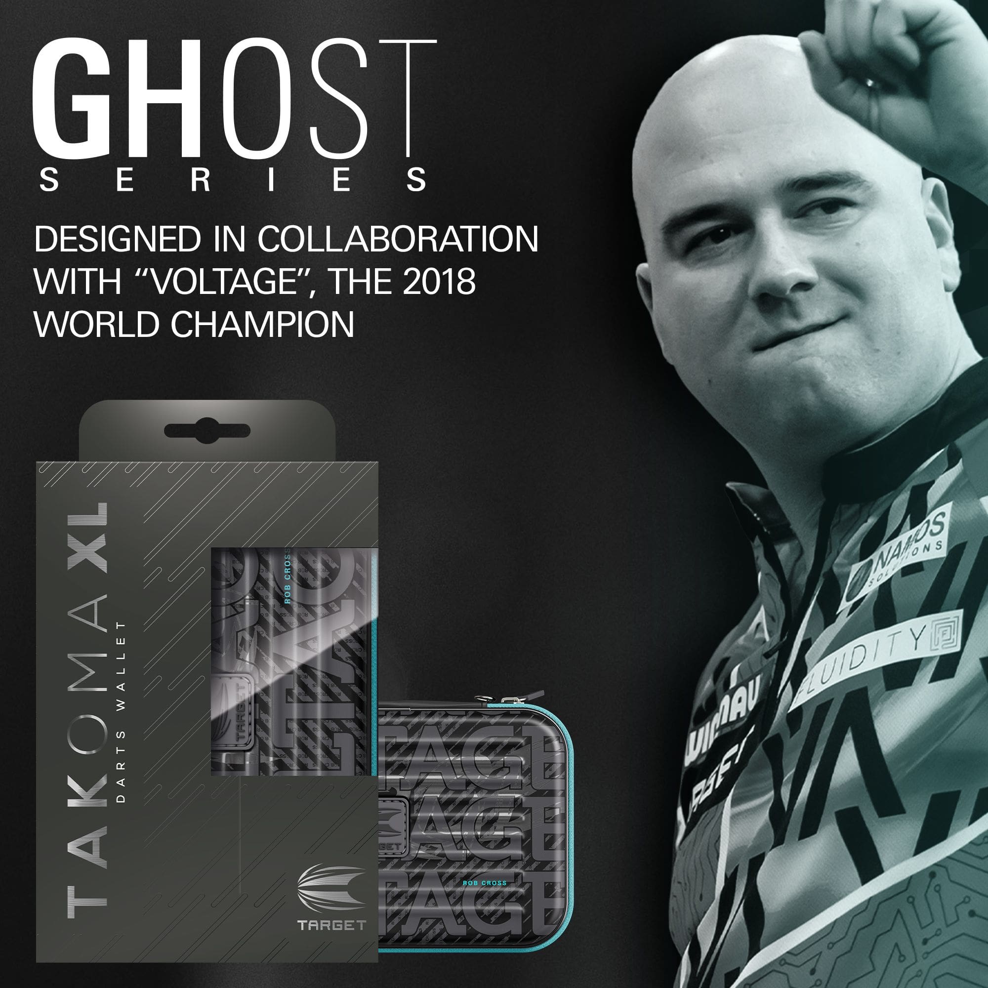 Pouzdro na šipky Takoma XL Ghost Series Rob Cross Zu sehen ist das Takoma XL Ghost Series Rob Cross Dartcase. Es ist ein spezielles Dartcase für die Ghost Series von Rob Cross.