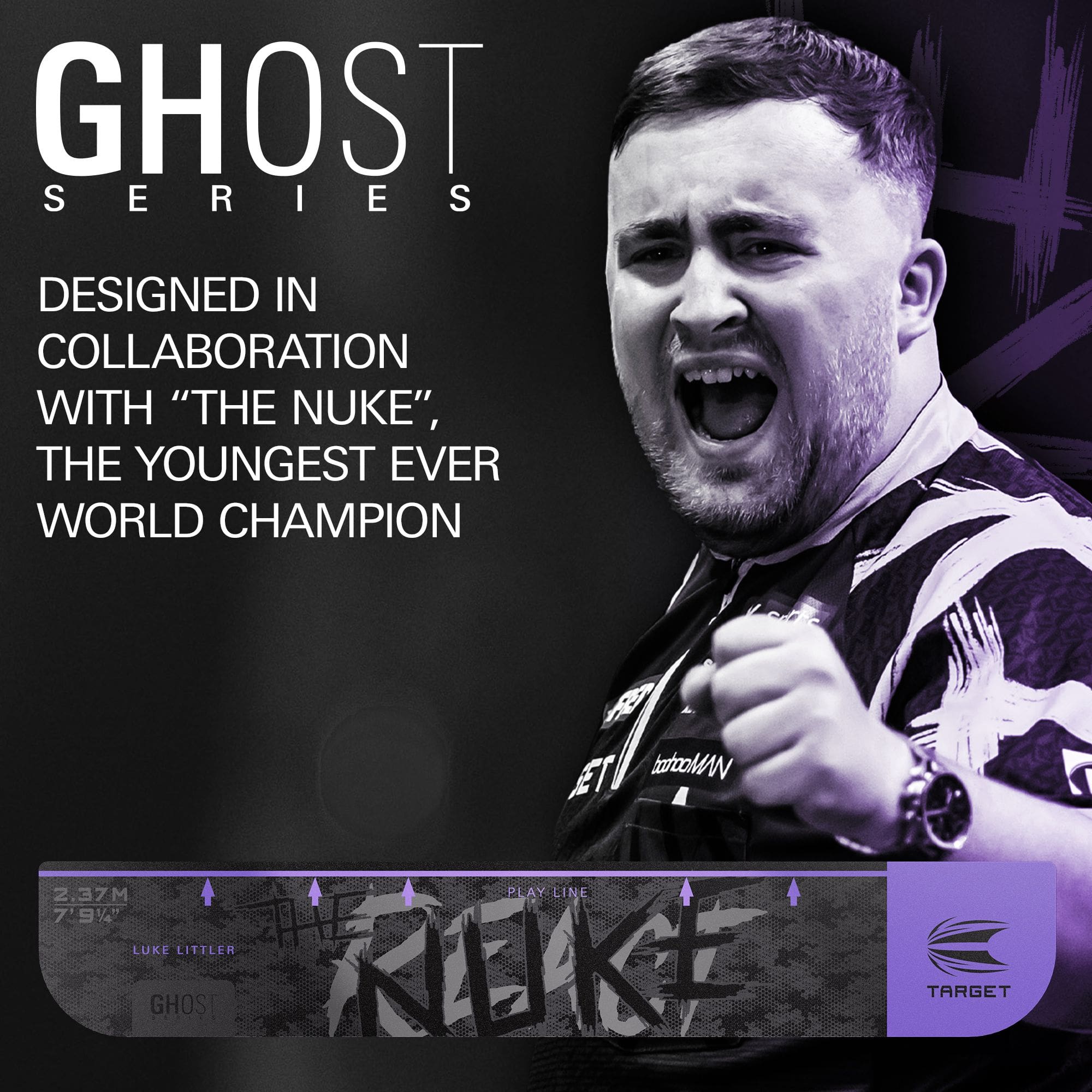 Target Throw Line Ghost-Series Luke Littler Abwurflinie Zu sehen ist die Target Throw Line Ghost-Series Luke Littler Abwurflinie. Diese Abwurflinie dient als Markierung für präzises Dartspiel.
