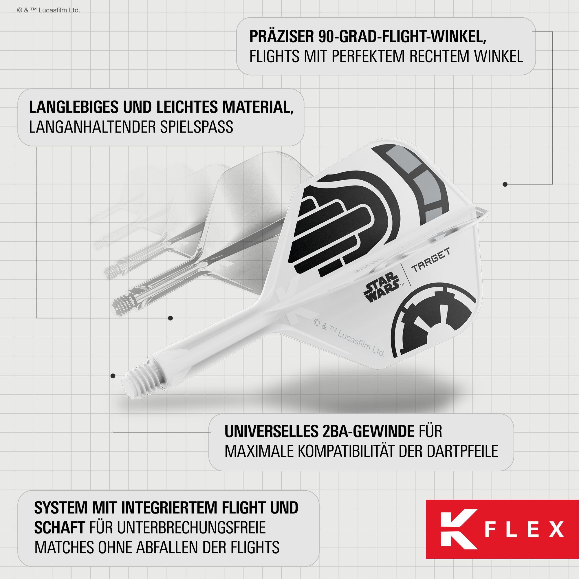 Target Star Wars K-Flex Stormtrooper No2 Standard Flights Target Star Wars K-Flex Stormtrooper No6 Flights Dart-Flügel mit Stormtrooper-Motiv aus Star Wars. Für präzise Würfe und stylisches Aussehen.
