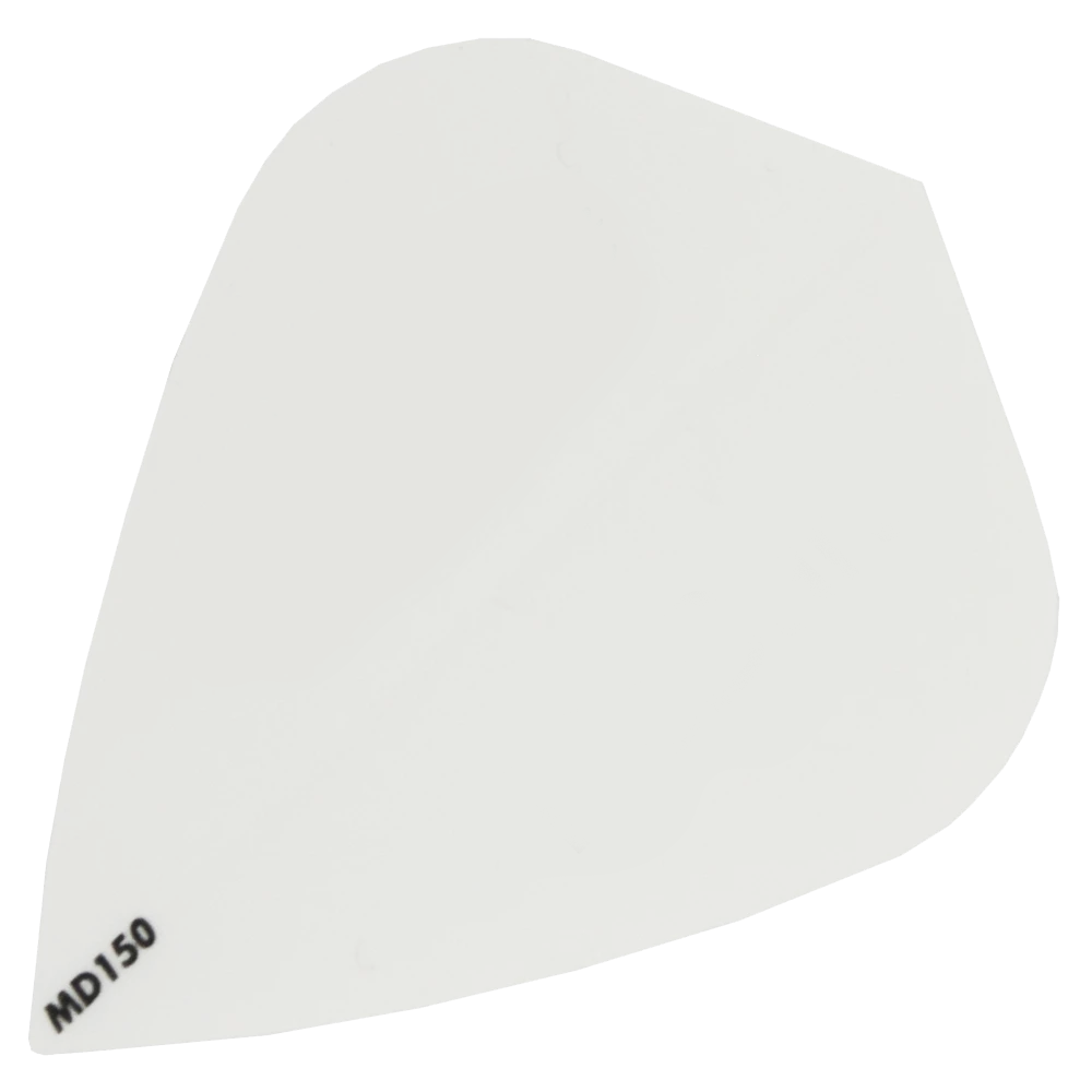 MD150-Kite-Weiss Das Bild zeigt das Produkt „McDart MD150 - Kite Flight“. Es handelt sich um ein weißes Dartflight mit der Aufschrift „MD150“ in einer Ecke.