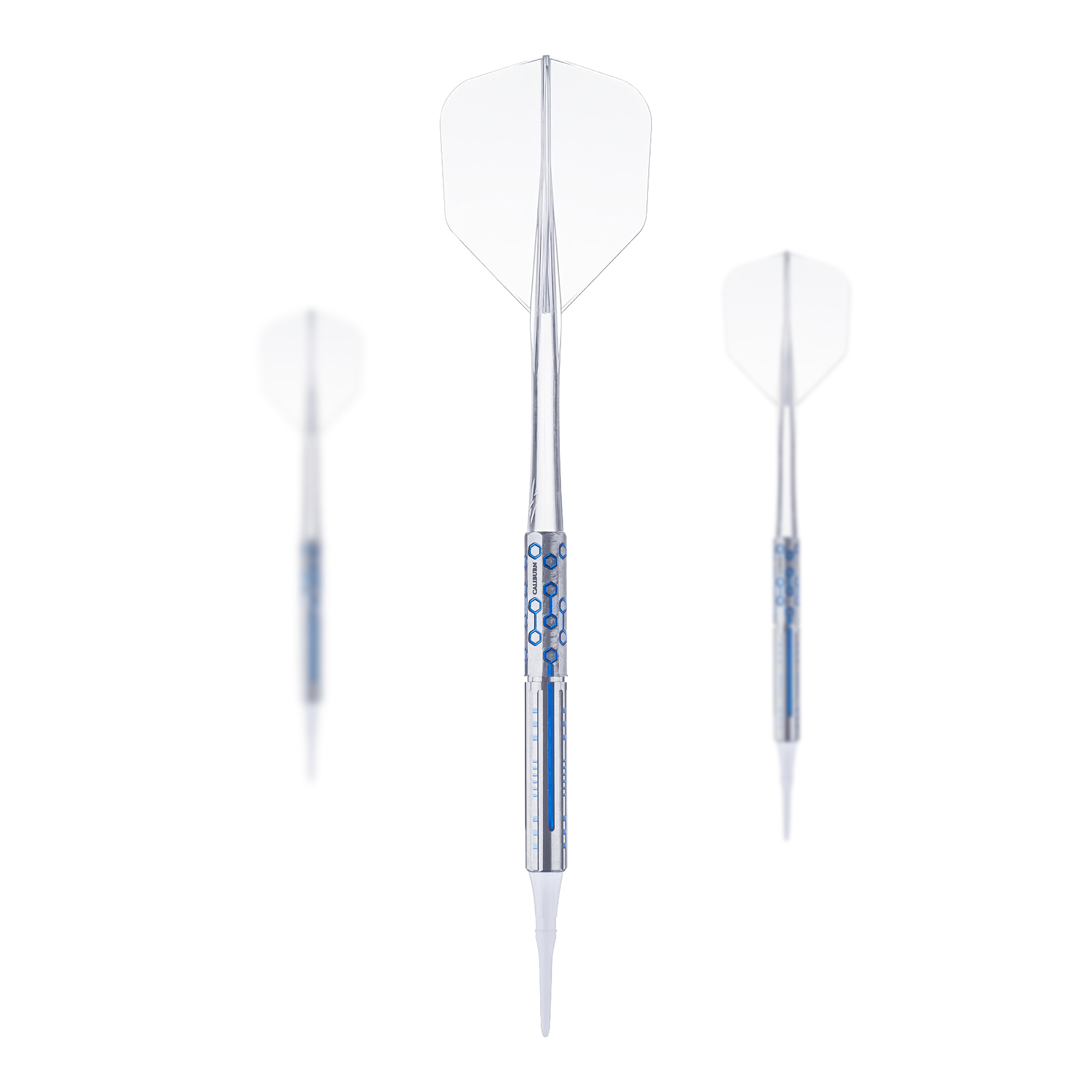 Caliburn Starships Series Demeter Softdarts - 20 g Das Bild zeigt die Caliburn Starships Series Demeter Softdarts mit einem Gewicht von 20g. Es handelt sich um ein Set von hochwertigen Softdarts für präzises Dartspiel.