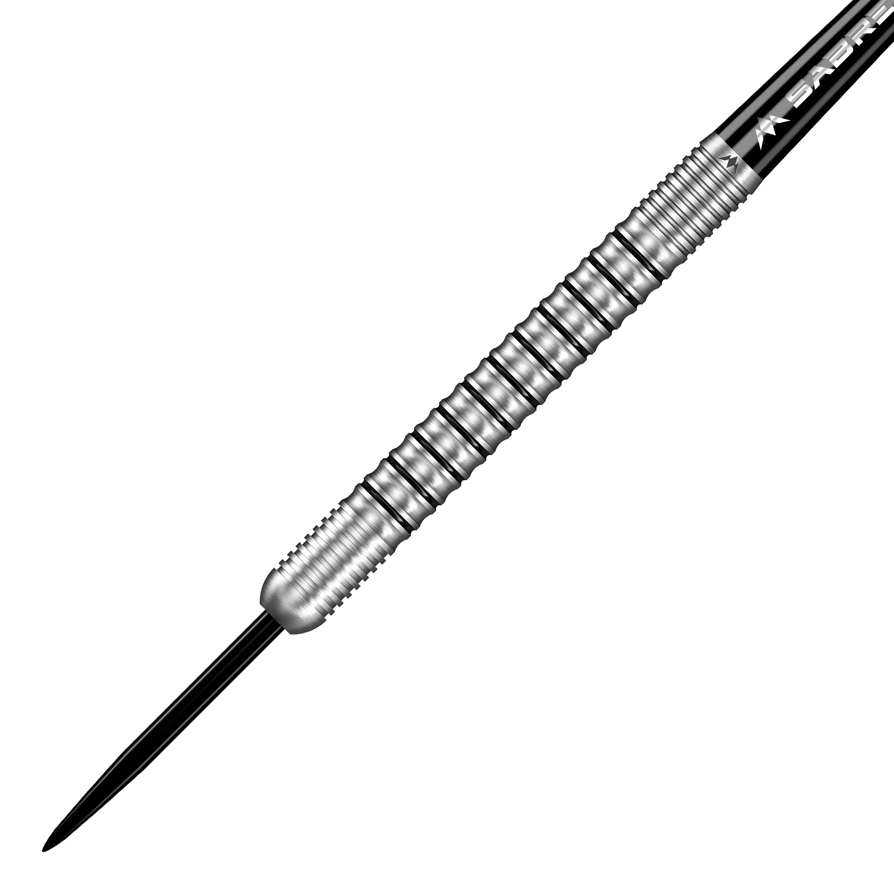 Mission Dominik Grüllich Steeldarts Dieses Bild zeigt einen Mission Dominik Grüllich Steeldart mit einem Gewicht von 23,5 Gramm. Der Dart ist aus silberfarbenem Metall und hat ein geriffeltes Griffstück.