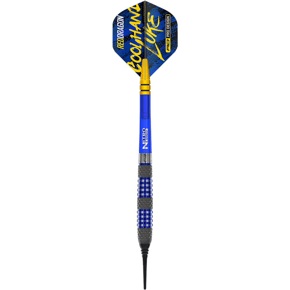 RD2563_Red_Dragon_Luke_Humphries_TX2_Atomised_Softdarts_1xvhtmXX0hvoVu Der Bild zeigt einen Red Dragon Luke Humphries TX2 Atomised Softdart mit einem Gewicht von 18g. Der Dart hat blaue und gelbe Akzente sowie eine schwarze Spitze.