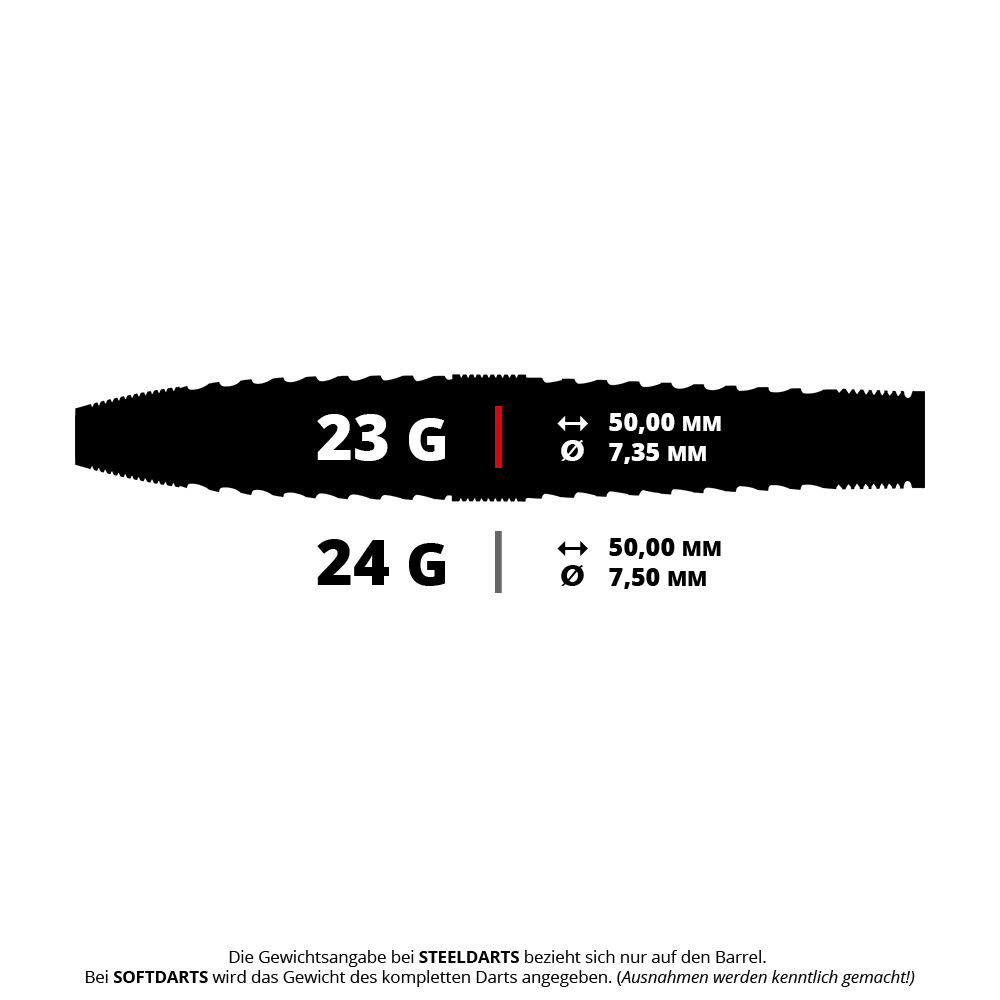 Fléchettes en acier Harrows GEO Torpedo Quick Point Dieses Bild präsentiert Harrows GEO Torpedo QuickPoint Steeldarts mit einem Gewicht von 23g. Sie werden für das Steeldart-Spiel verwendet.