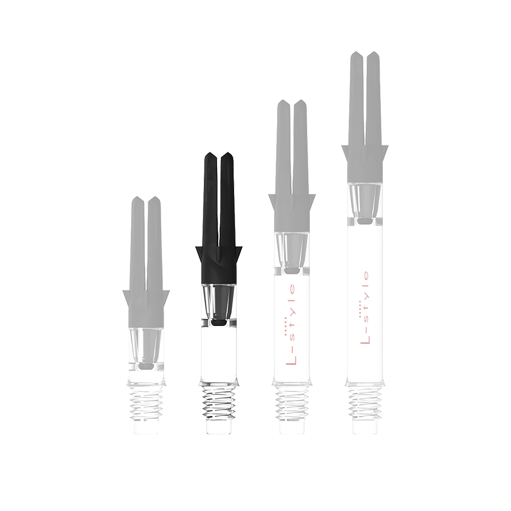 L-Style L-Shaft Carbon Silent Straight - Clear 190 Abbildung mit dem Namen L-Style L-Shaft Carbon Silent Straight Clear OhneKappen 32mm 1. Es handelt sich wahrscheinlich um einen Schaft für Dartpfeile.