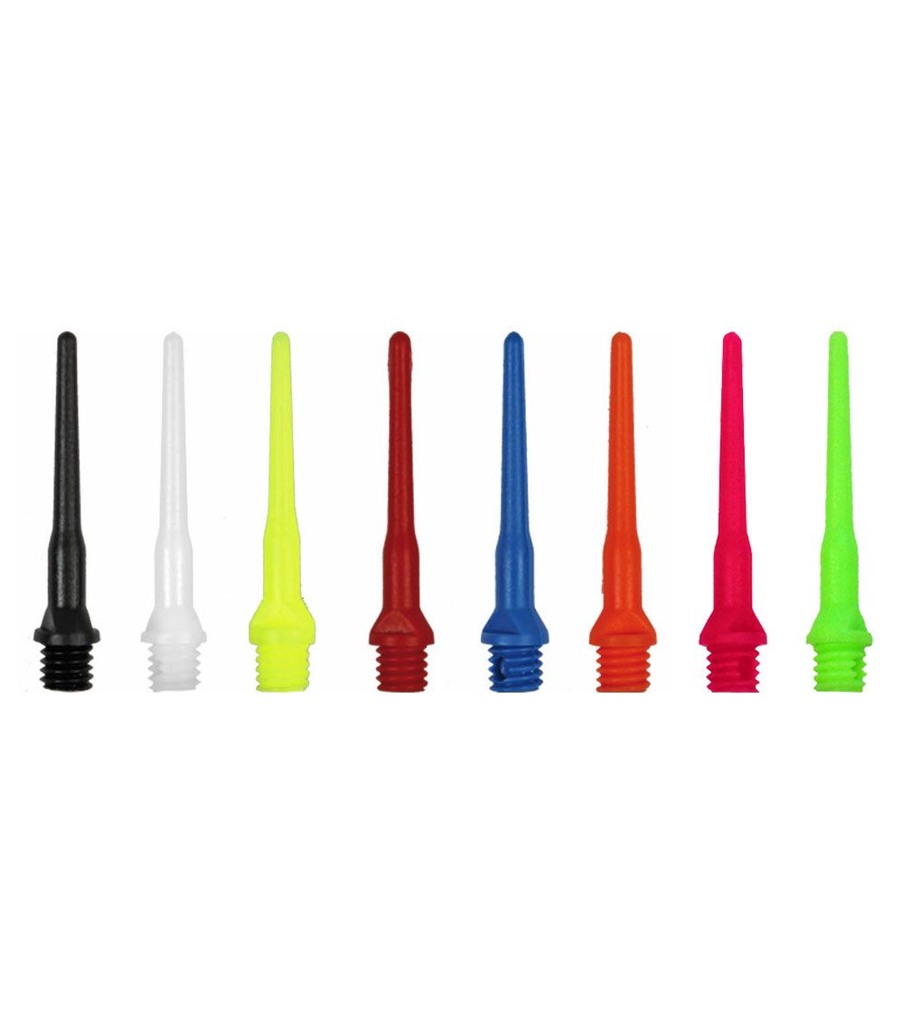 820_835520b7eadebee6 Das Bild zeigt verschiedene bunte Tuflex Spitzen in einer Reihe. Sie sind in mehreren Farben erhältlich und werden als 100er Pack verkauft.