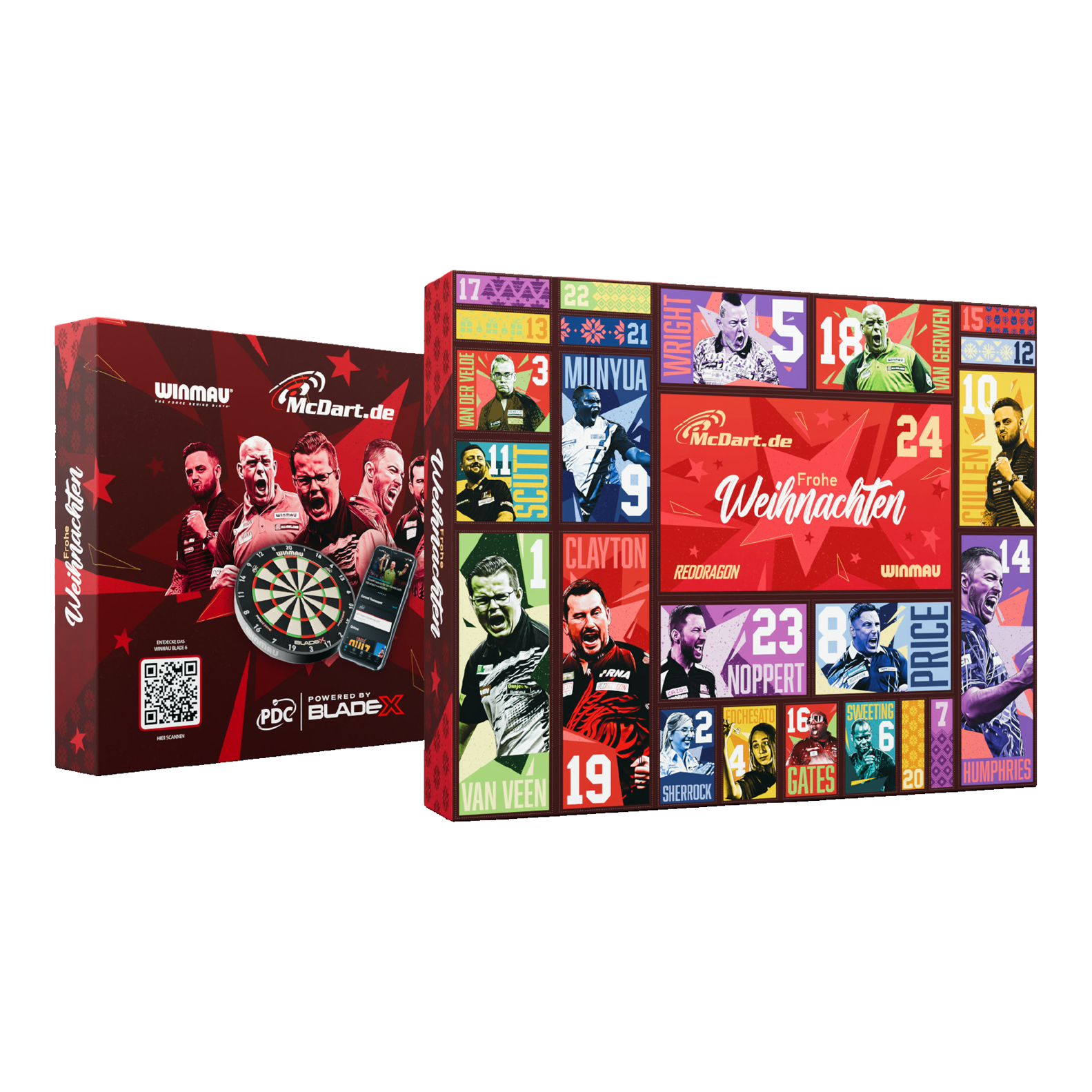 McDart Steel-Darts Adventskalender 2026 Hier ist der McDart Steel-Darts Adventskalender 2026 abgebildet. Die Verpackung hebt das Adventskalender-Design für Darts-Spieler hervor.