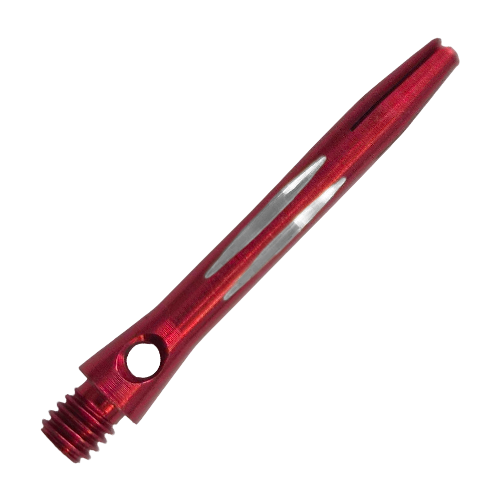 Diamond Cut Aluminium Shafts - Rot - 35 mm Zu sehen ist der Diamond Cut Aluminium Shafts - Rot - 35mm. Der Schaft besteht aus rot lackiertem Aluminium und hat ein Diamantschliff-Design.