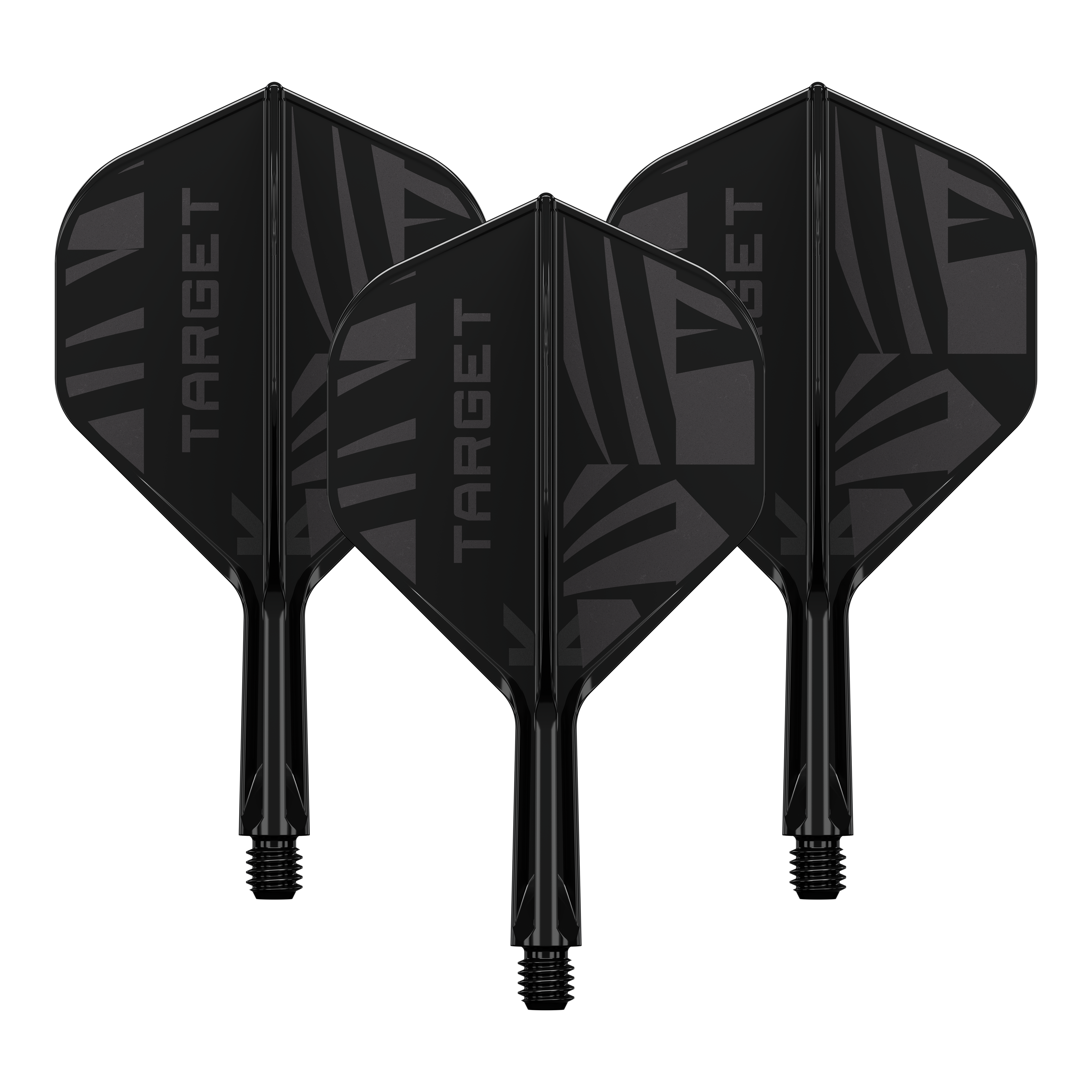 Standardní letky Target K-Flex Black No2 Das Foto zeigt ein Set Target K-Flex Black No2 Standard Flights in 19 mm. Die Flights sind nebeneinander präsentiert.