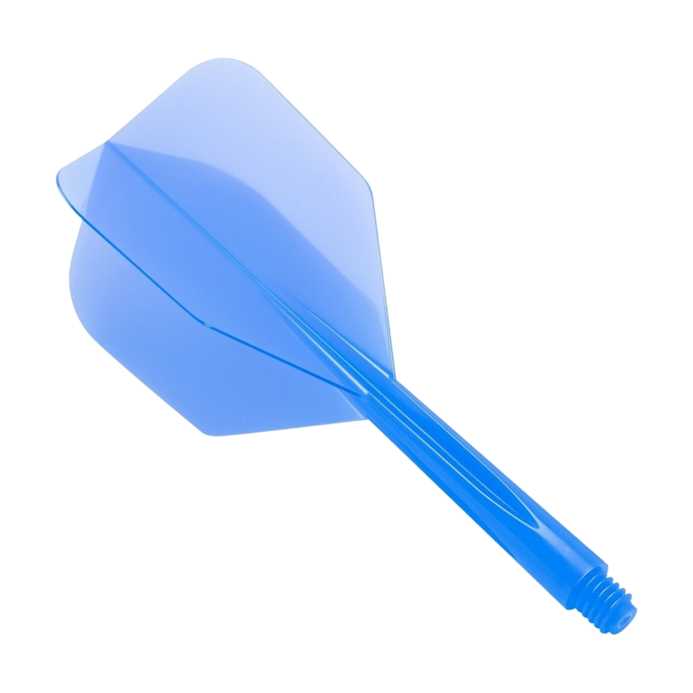 CO-0106_Condor_Zero_Stress_ClearBlue_Flight_System_Small_1 Das Bild zeigt das Produkt „Condor Zero-Stress Clear Blue Flight System Small“. Es ist ein kleiner, durchsichtiger blauer Dartflug mit Schaft.