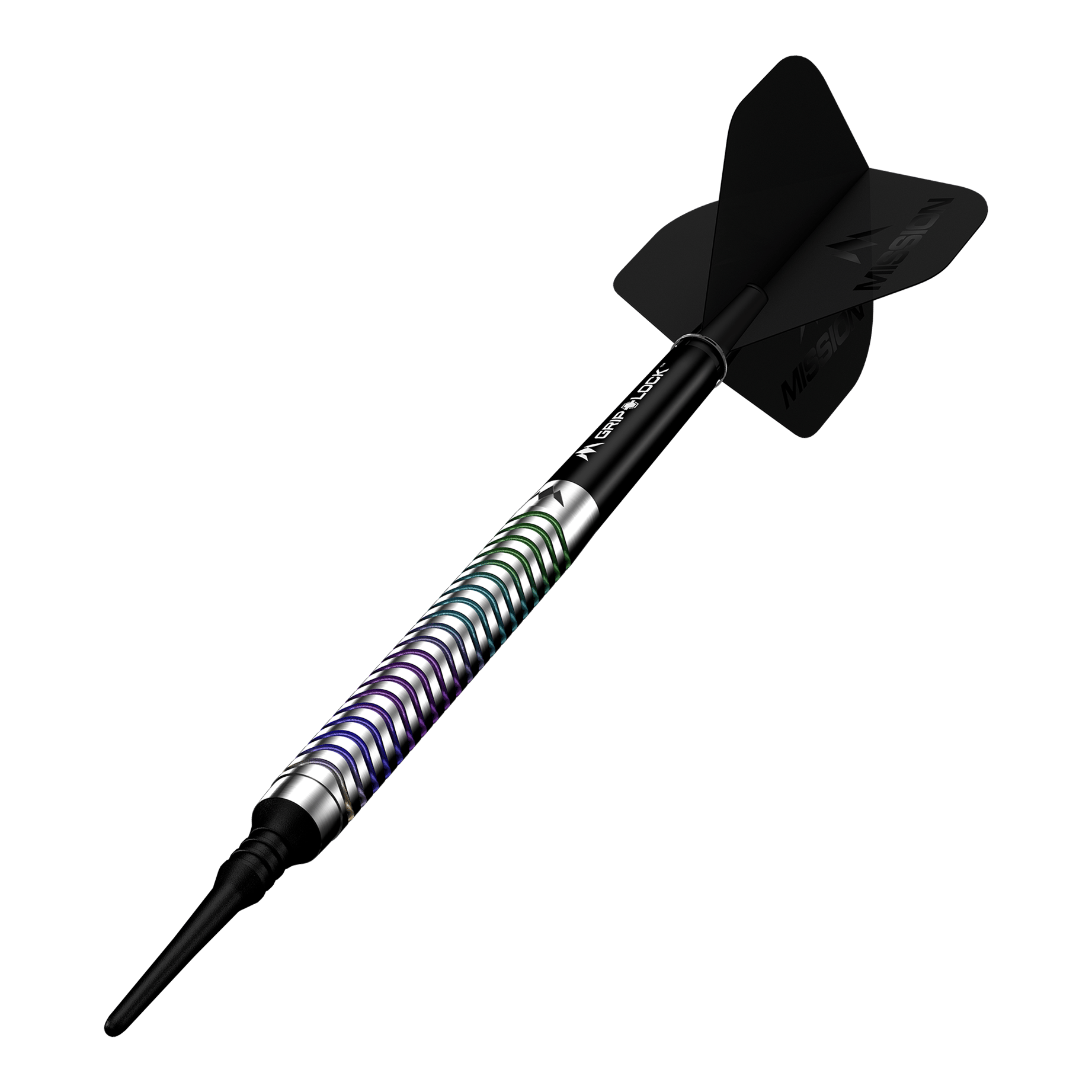 Měkké šipky Mission Mirage - 20g Mission Mirage Softdarts - 20g wird hier gezeigt. Das Bild zeigt die Softdarts aus nächster Nähe.