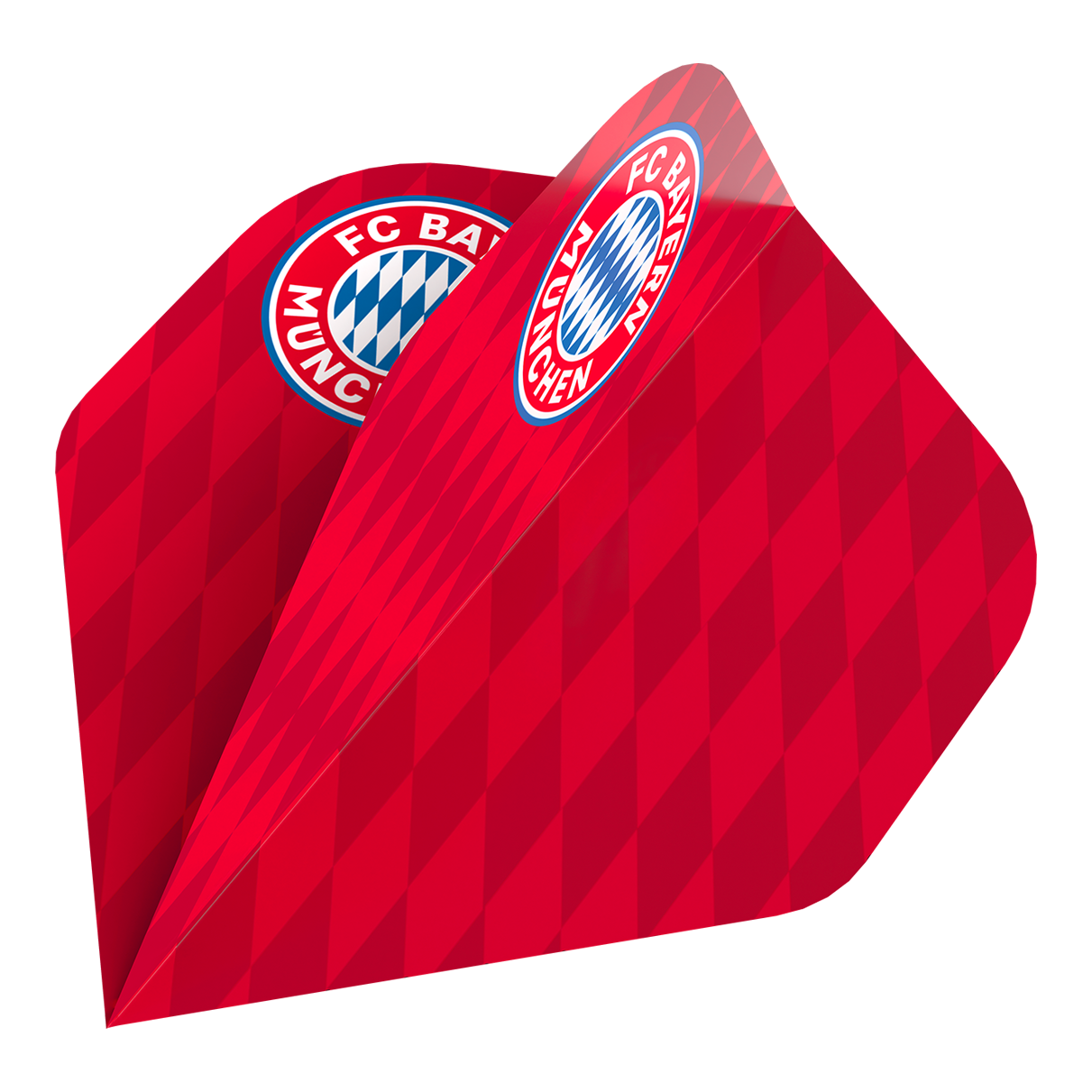 Bulls FC Bayern München Flight Collection - 5 Satz Das Bild zeigt die Bulls FC Bayern München Flight Collection - 5 Satz. Es sind fünf Flights im Stil des Fußballvereins FC Bayern München abgebildet.