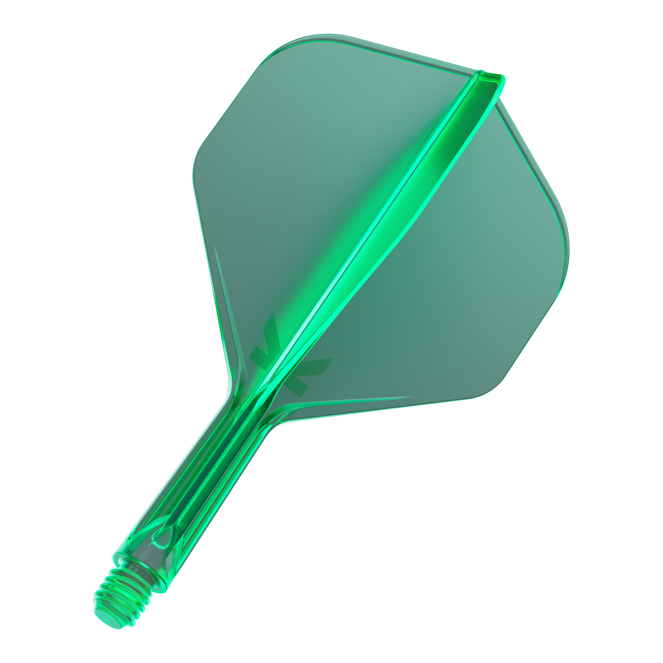 Target K-Flex No2 Standard Flight-System - Gruen Mehrere Dart-Flights mit durchgehender Oberfläche und gleichförmiger Form liegen nebeneinander. Die Anordnung ist ordentlich.