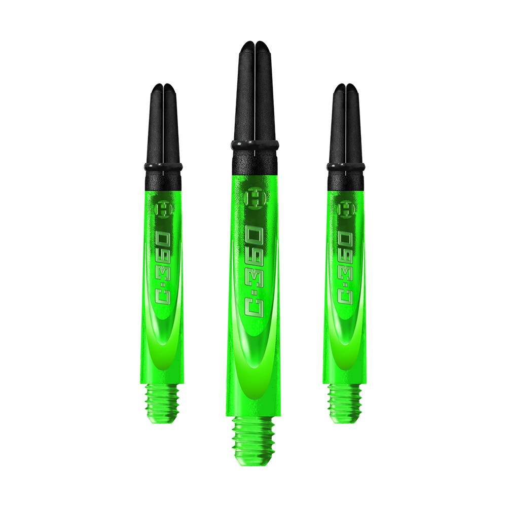 HR453_Harrows_Carbon_360_Shafts_Gr-n_42mm_1mMoZNLmG86rII Hier ist ein Carbon-Dart-Schaft von Harrows mit geriffelter Oberfläche zu sehen.