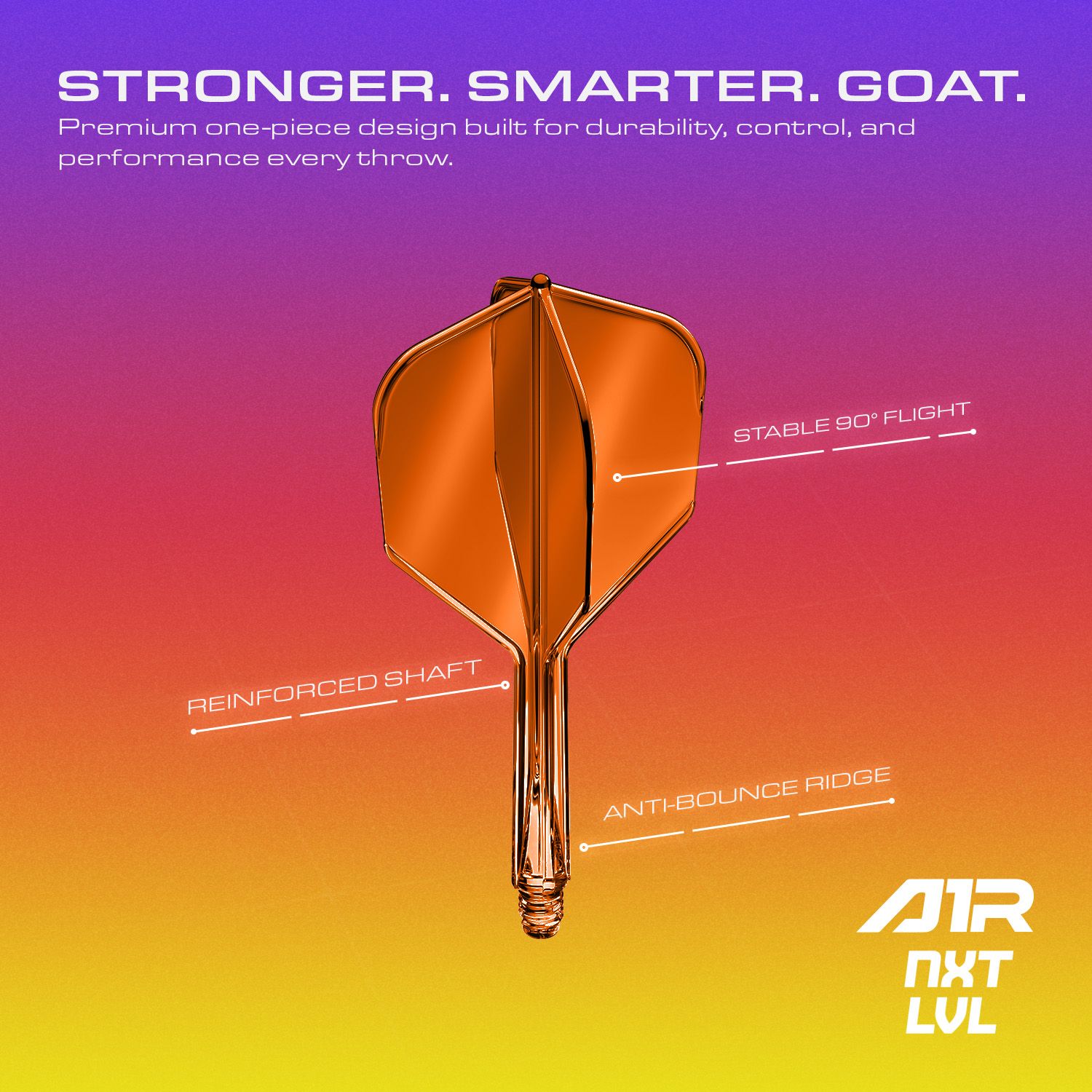 Systém letmých hřídelí GOAT A1R No6 - neonově oranžová Das GOAT A1R No6 Flight-Shaft-System in Neon Orange ist auf diesem Bild abgebildet. Die farbenfrohe Gestaltung macht es besonders ansprechend für Dartspieler.