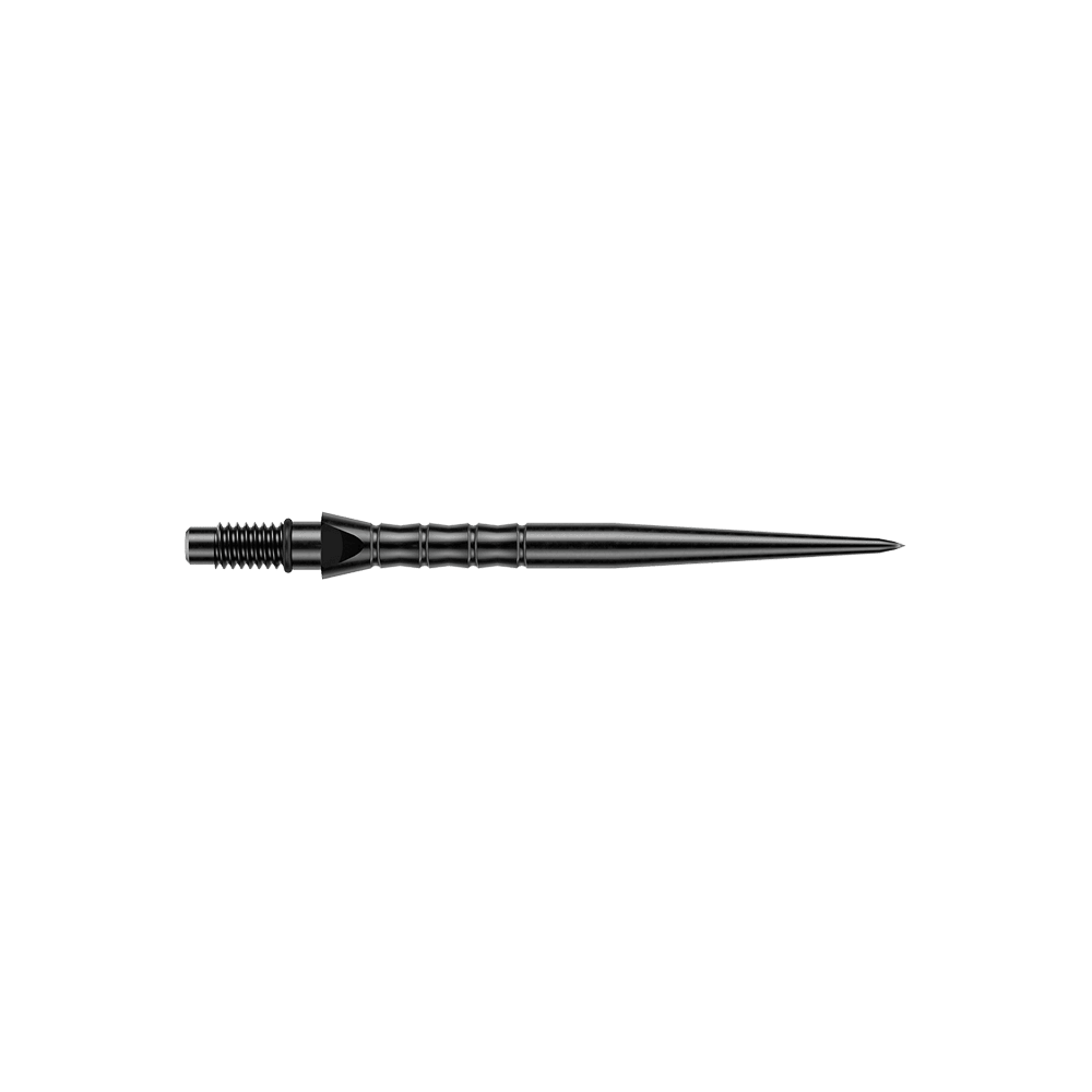 Stalowe groty do lotek Winmau Switch Point Wave – czarne Abgebildet sind schwarze Steeldartspitzen mit einer Länge von 30 mm. Die Dartspitzen passen zu typischen Steeldartpfeilen.