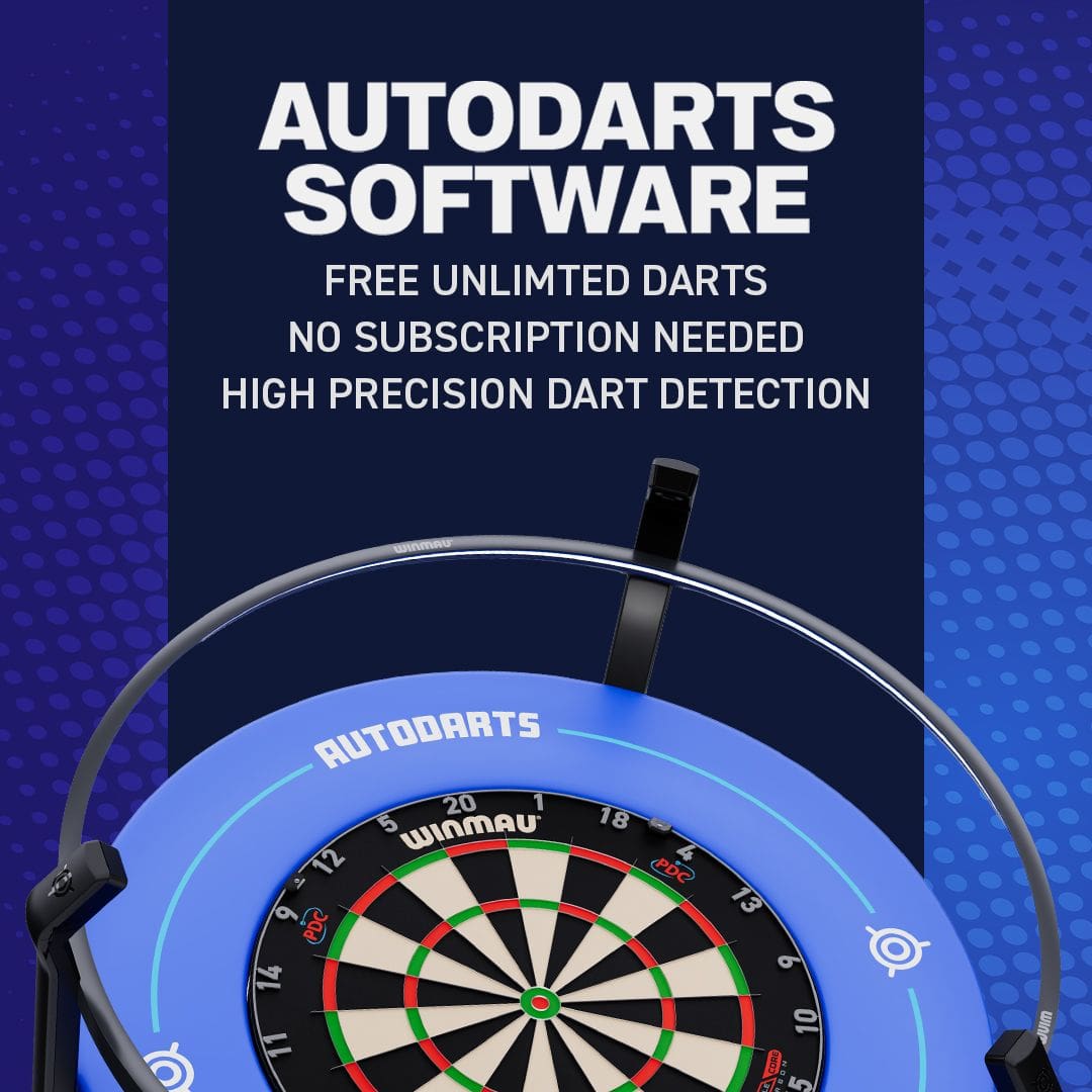 Autodarts Vantage auto scoring system Das Bild zeigt das Autodarts Vantage Auto-Scoring System. Es handelt sich um ein System zur automatischen Punkteerfassung für Darts.