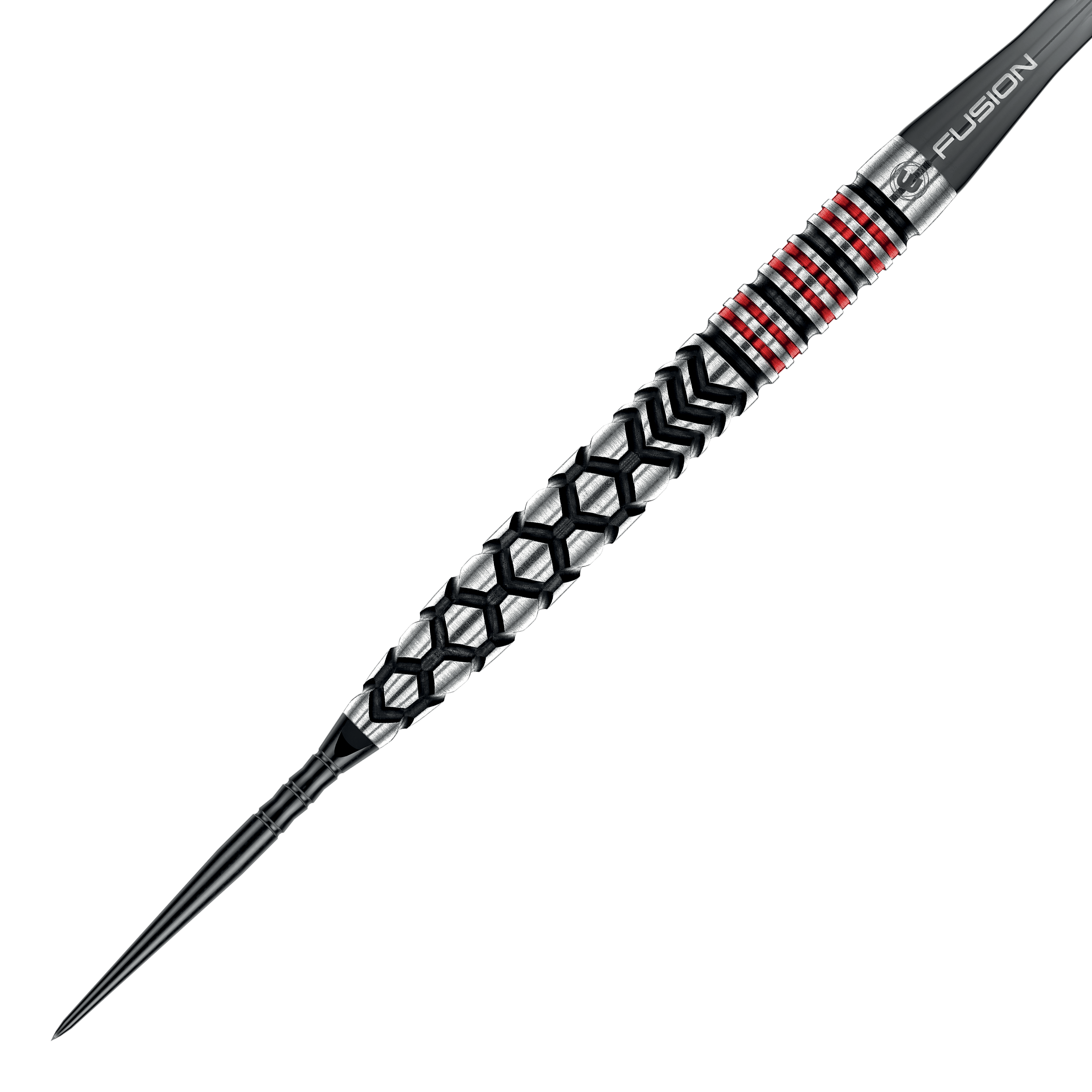 Winmau Fornax Tapered Switch Point Steeldarts werden auf dem Bild gezeigt. Die Darts sind speziell geformt und für präzises Spiel entwickelt.