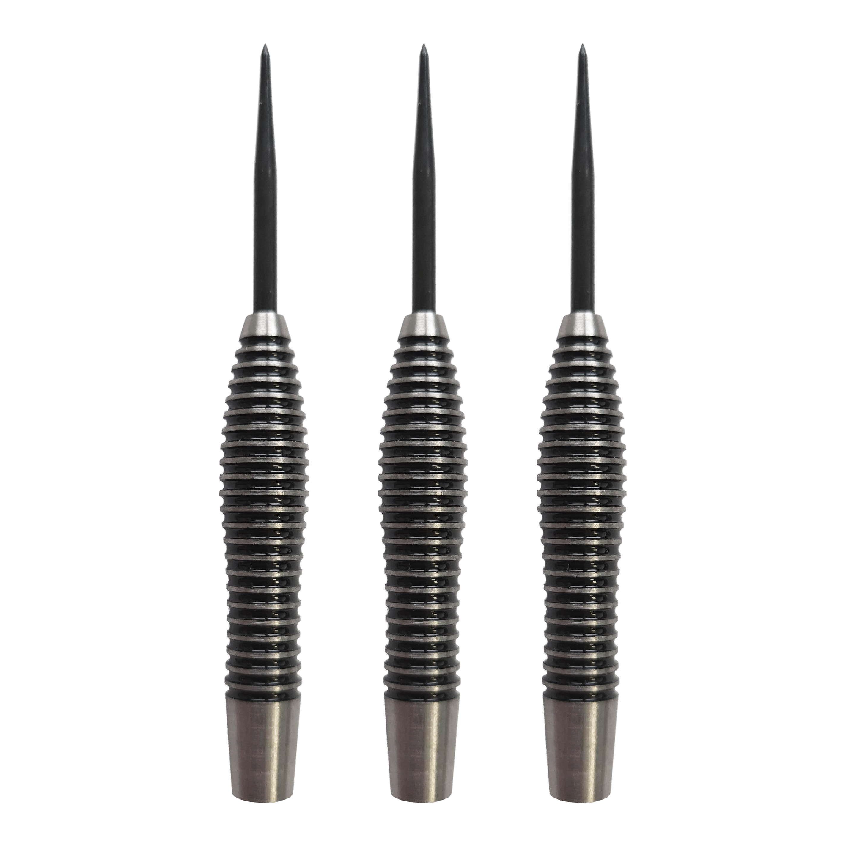 Barriles de dardos de acero McDart Black Ring Torpedo - 24 g Auf dem Bild sind die McDart Black Ring Torpedo Steeldart-Barrels - 24g dargestellt. Es wird ein Set von Dart-Barrels im Torpedo-Design mit schwarzen Ringen gezeigt.