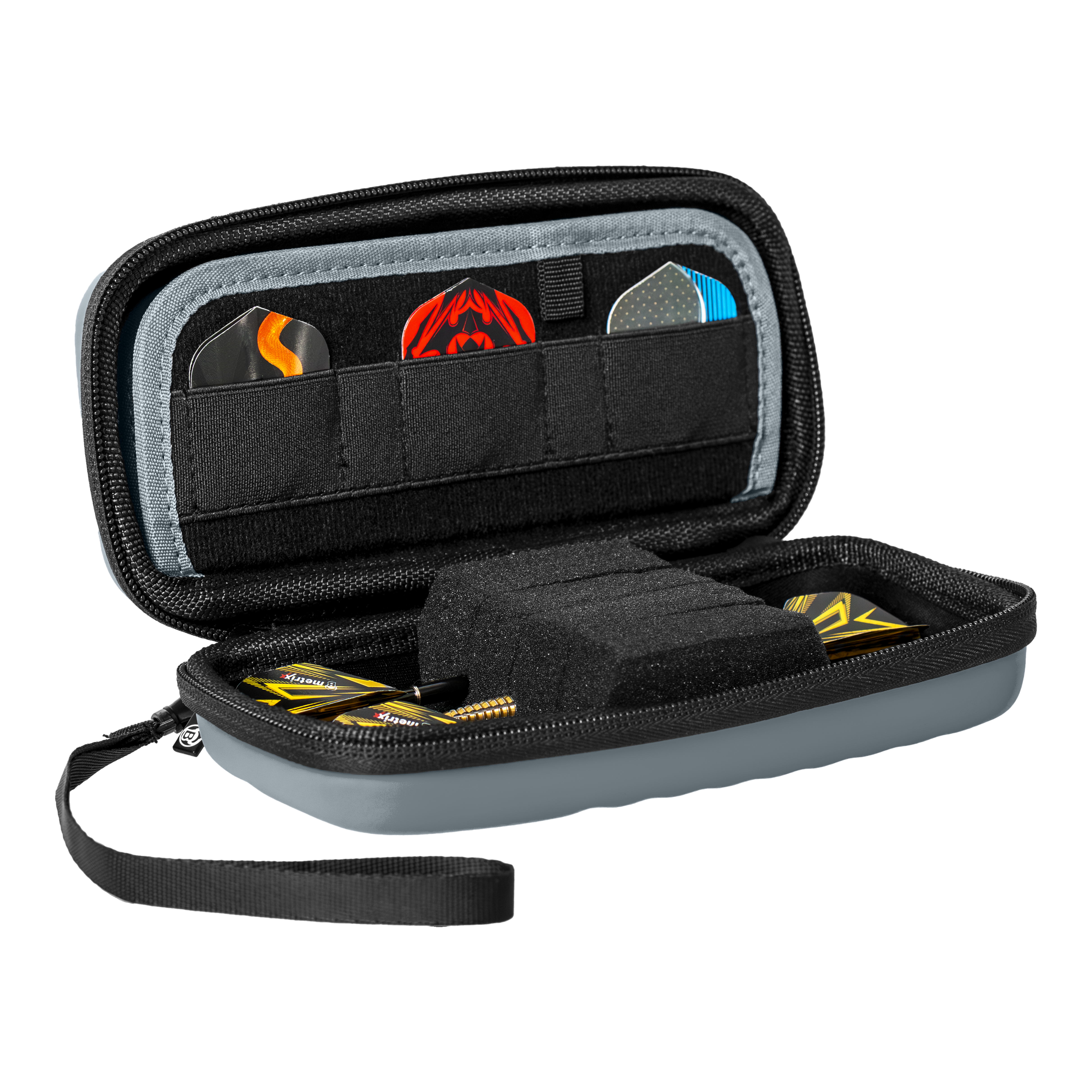 Pouzdro na šipky Bulls Orbis S - šedé Auf dem Foto ist das Bulls Orbis S Dartcase in Grau abgebildet. Diese Darttasche bietet Schutz und praktischen Stauraum für Dartzubehör.