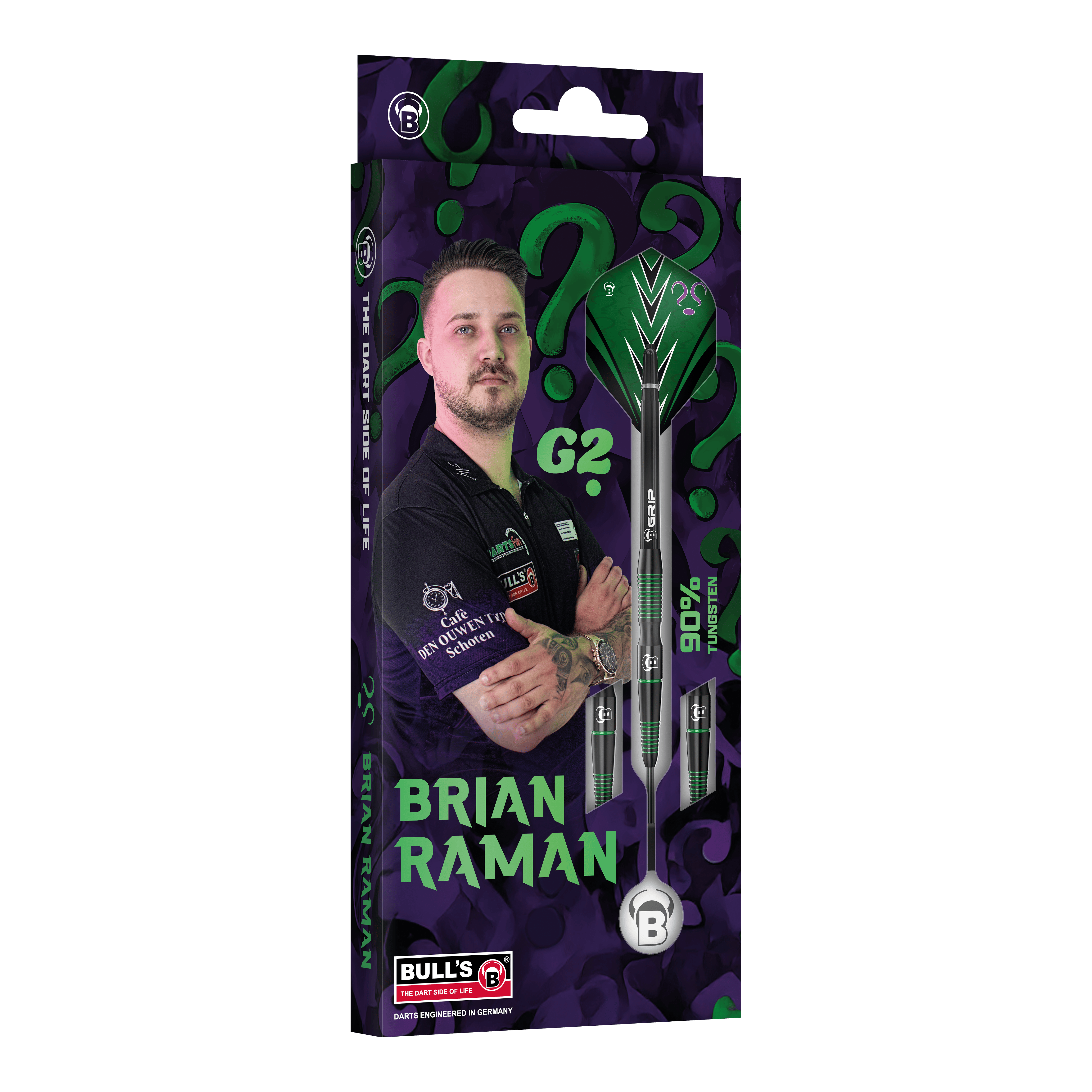 Dardos de acero Bulls Brian Raman G2 Das Bild stellt die Bulls Brian Raman G2 Steeldarts dar. Dieses hochwertige Dartprodukt ist beliebt bei Spielern.