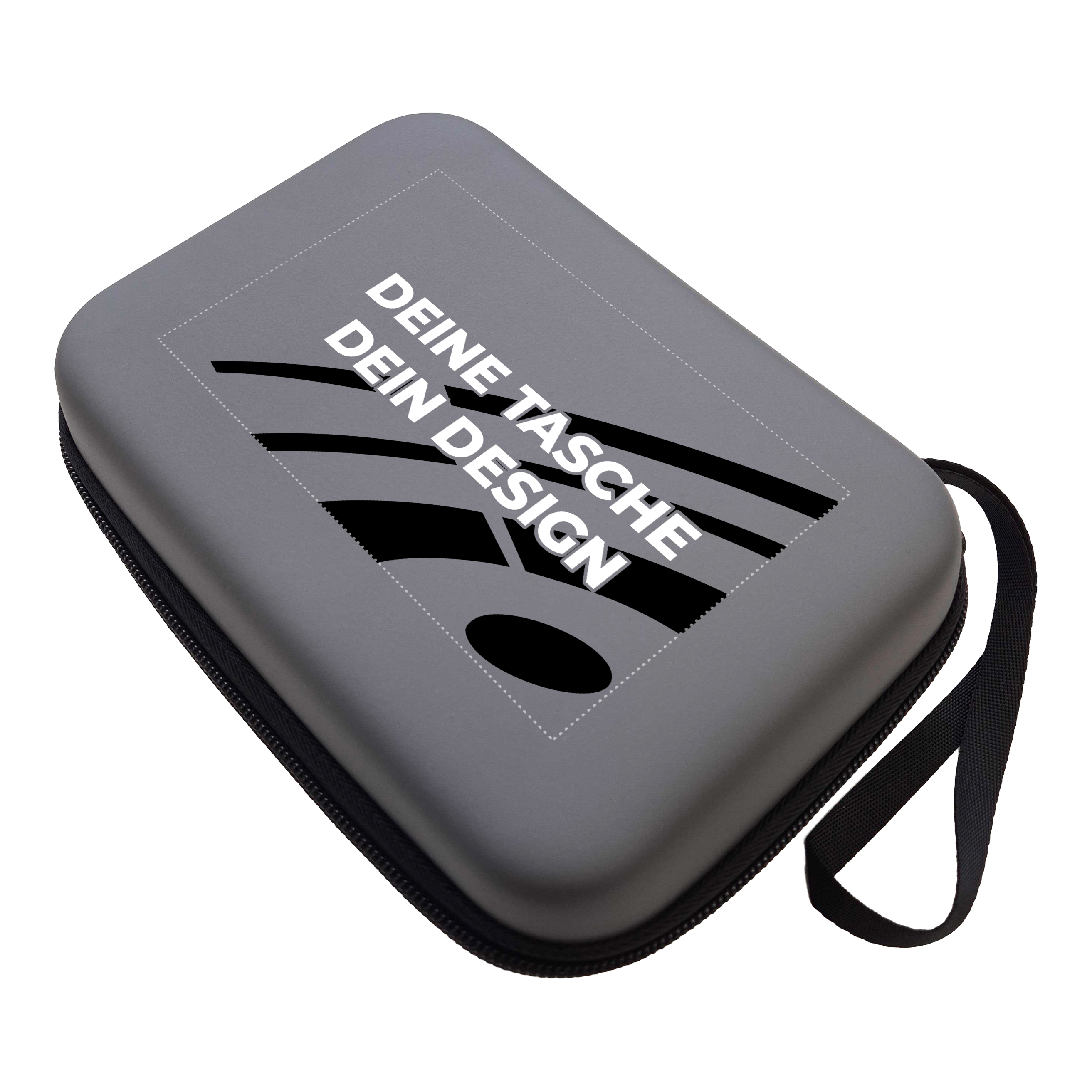 System-4 Dartcase mit Deinem Design Zu sehen ist ein McDart System4 Dartcase in Grau. Das Etui befindet sich in geschlossener Ansicht.