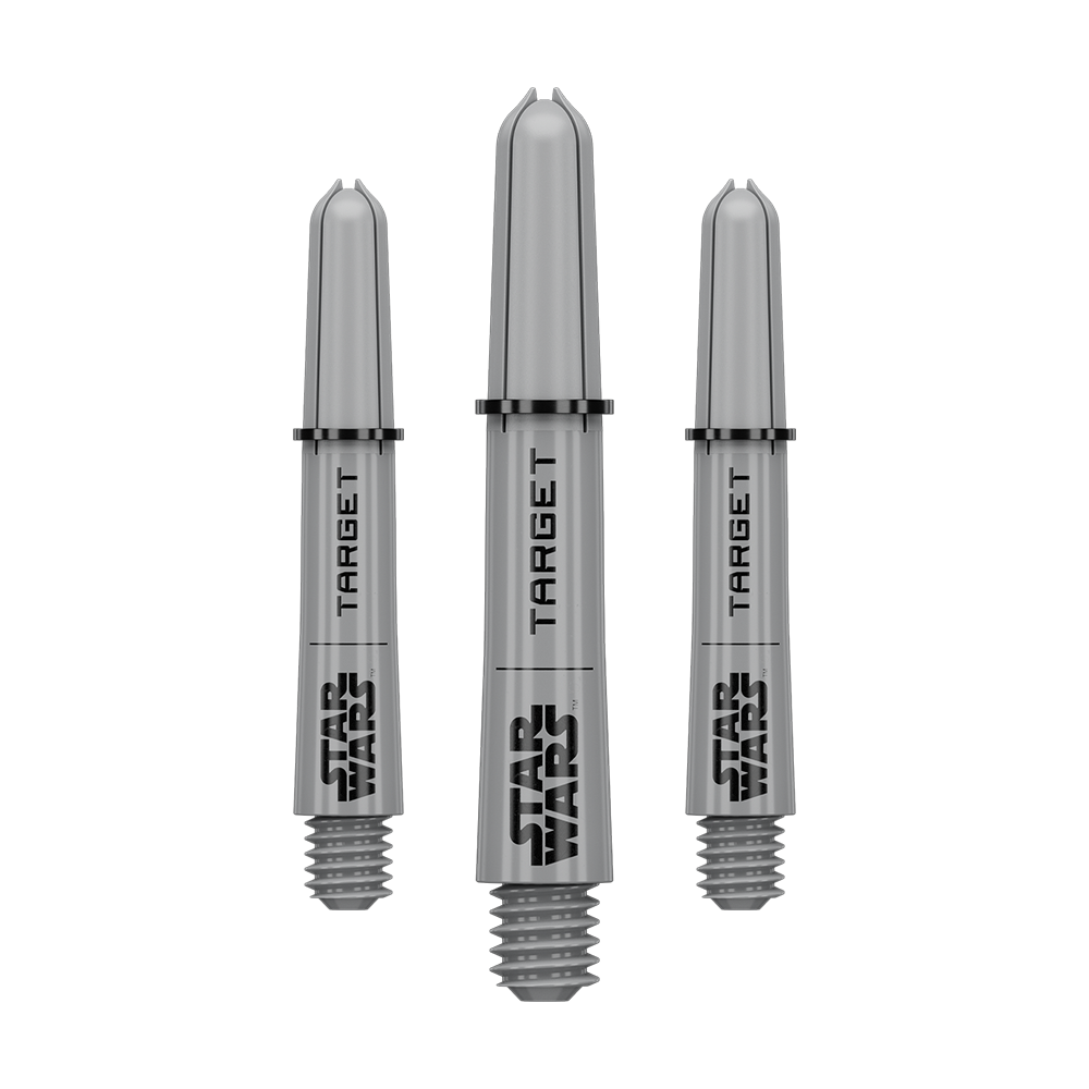 Násadky Target Star Wars ProGrip - šedé Das Bild zeigt vermutlich ein Set von Pro Grip Shafts in Grau, kurze Ausführung mit 34 mm Länge. Das Produkt ist wahrscheinlich aus der Star Wars Kollektion.