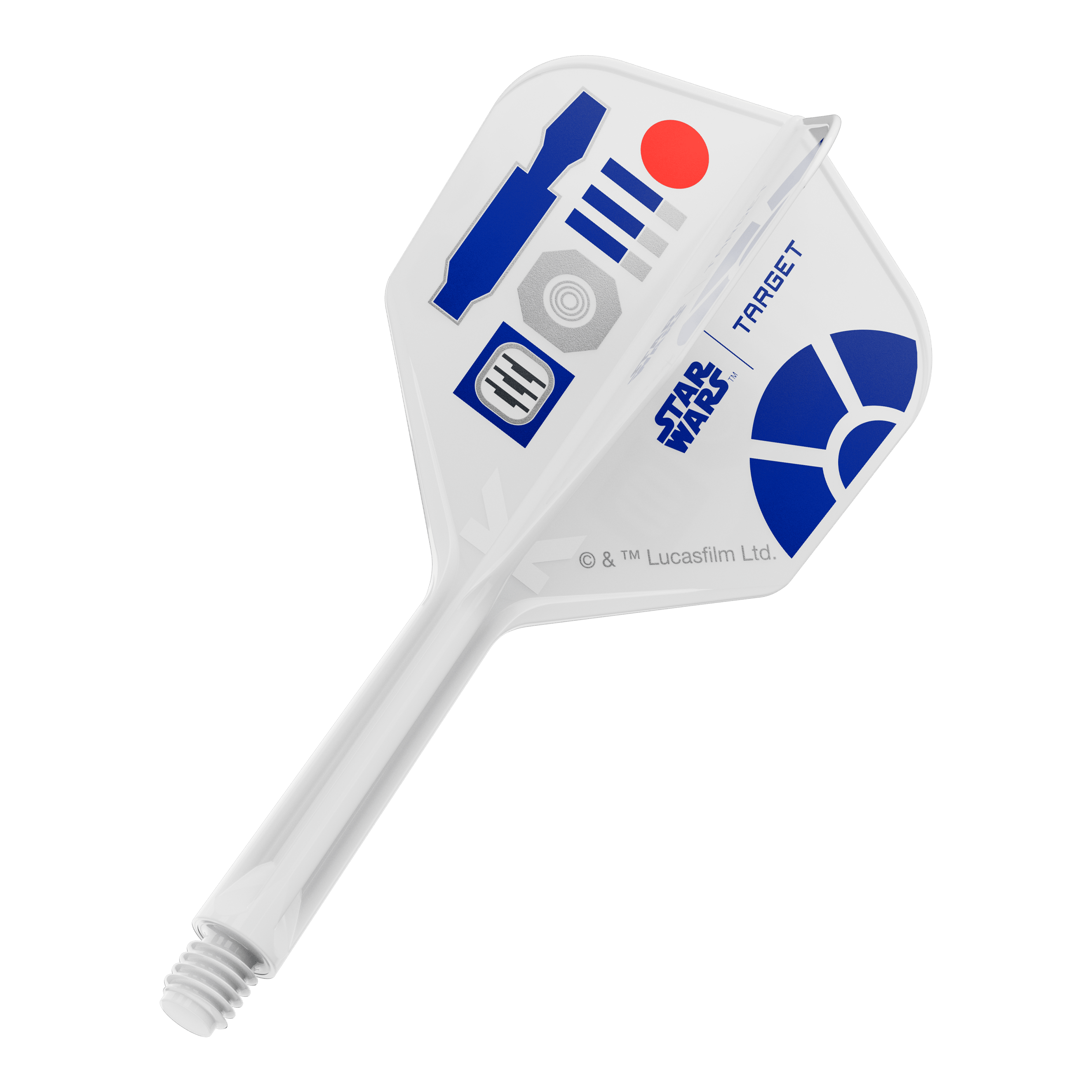 Target Star Wars K-Flex R2D2 No6 Flights Dieses Bild zeigt ein Produkt mit dem Dateinamen 410511_Target_StarWars_KFlex_R2D2_No6_Flights_Intermediate_26mm_1. Es handelt sich vermutlich um einen Teil eines Star Wars Dart-Flights.