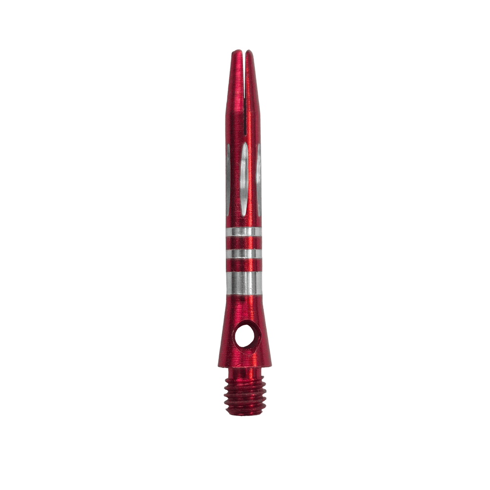 Ringed Diamond Cut Aluminium Shafts - Rot - 35 mm Zu sehen ist der Ringed Diamond Cut Aluminium Shafts - Rot - 35 mm. Der Schaft ist aus rotem Aluminium gefertigt und besitzt eine strukturierte Oberfläche.