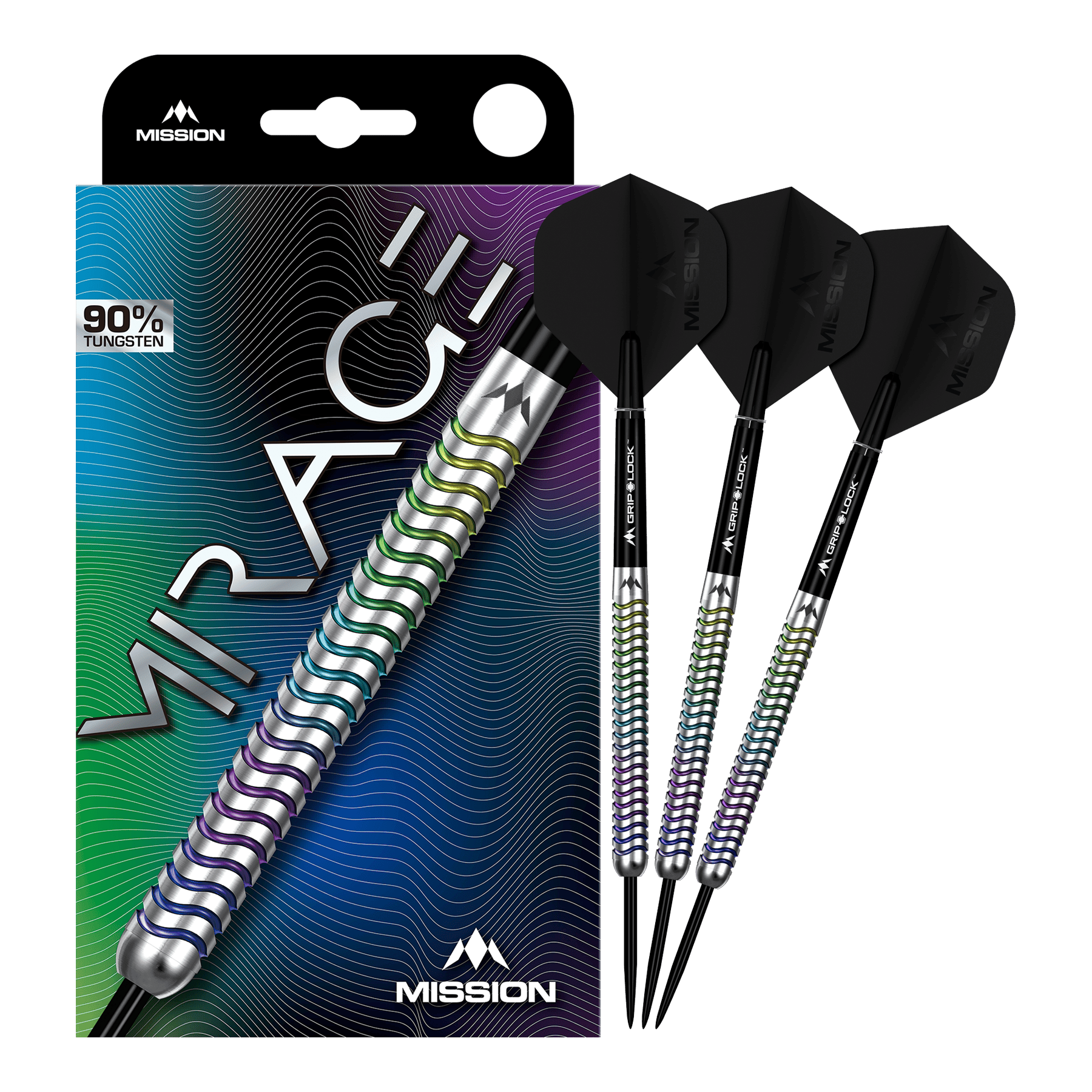 Ocelové šipky Mission Mirage Mission Mirage Steeldarts werden auf diesem Bild vollständig dargestellt. Sie sind für Dartspieler geeignet.