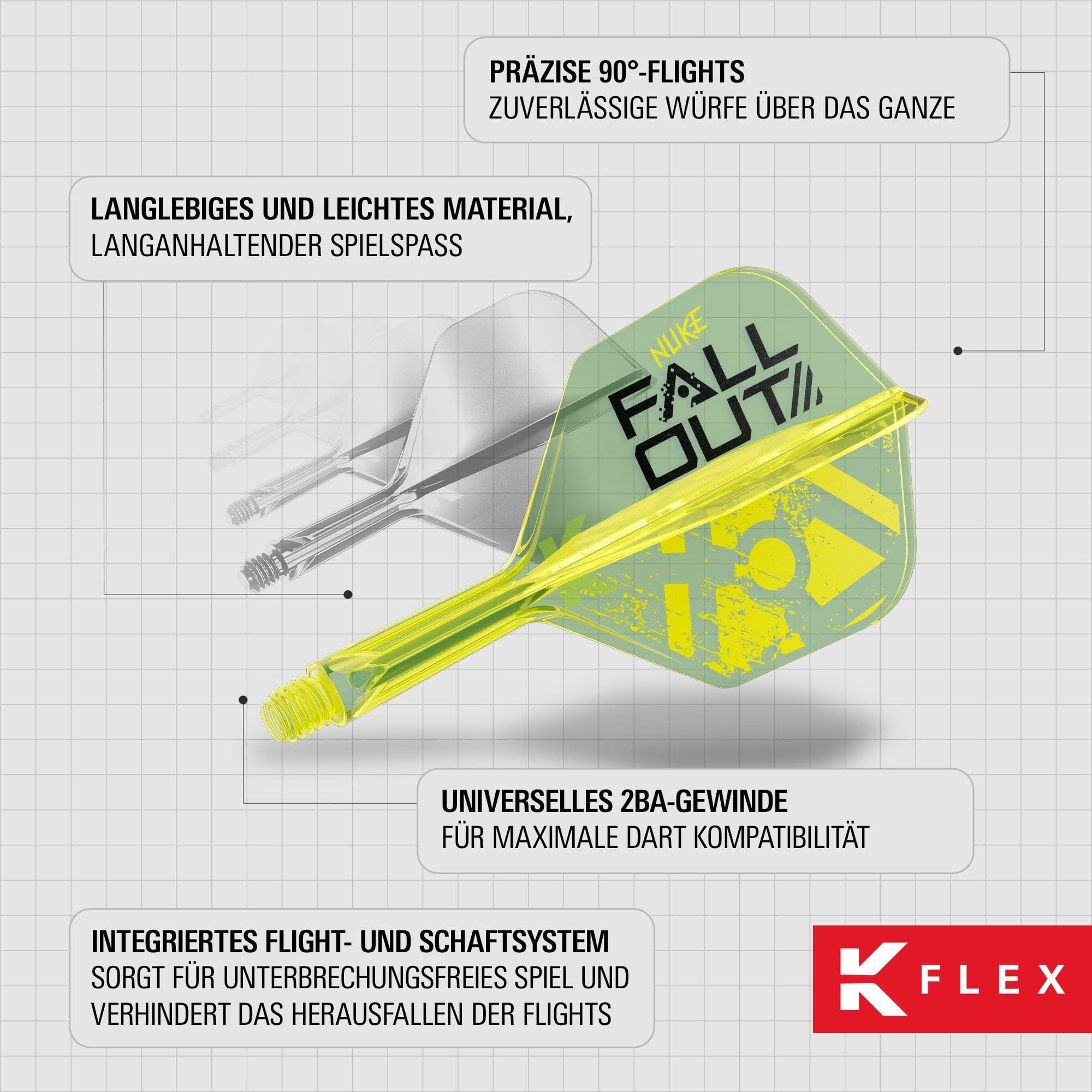 Target K-Flex Luke Littler Fallout No6 Flights Die Abbildung zeigt Target K-Flex Luke Littler Fallout No6 Flights. Sie sind Teil einer Dartpfeil-Ausrüstung.