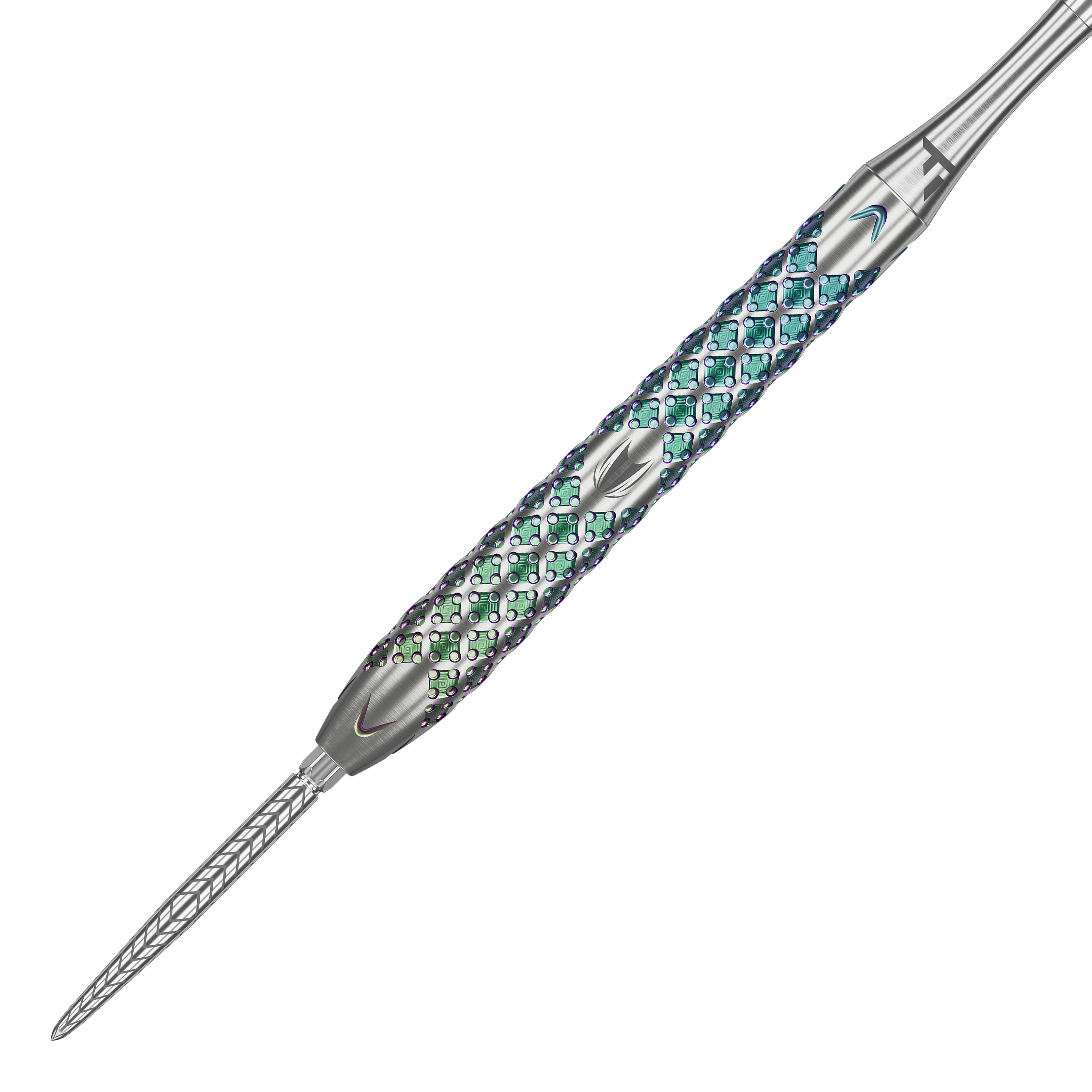 Dardos de acero Target Rove 03 Swiss Point Der Target Rove 03 Swiss Point Steeldart hat ein silbernes Gehäuse mit auffälligem, farbig schimmerndem Griffmuster. Die Spitze ist fein strukturiert und sorgt für präzise Würfe.