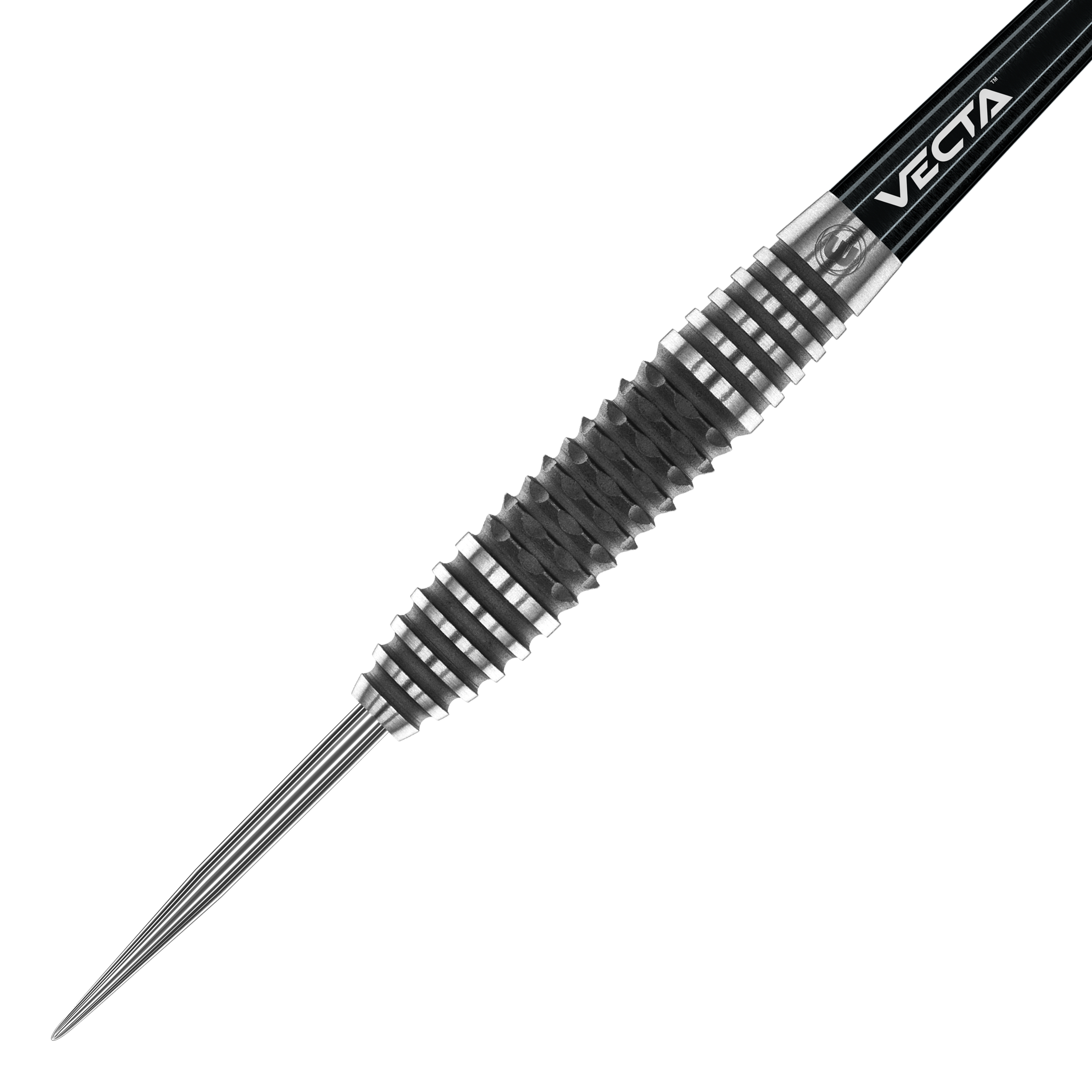 Winmau Kairos 01 Steeldarts Das Bild zeigt einen Winmau Kairos 01 Steeldart mit einer markanten, geriffelten Oberfläche. Die hochwertige Verarbeitung und das moderne Design sind deutlich zu erkennen.