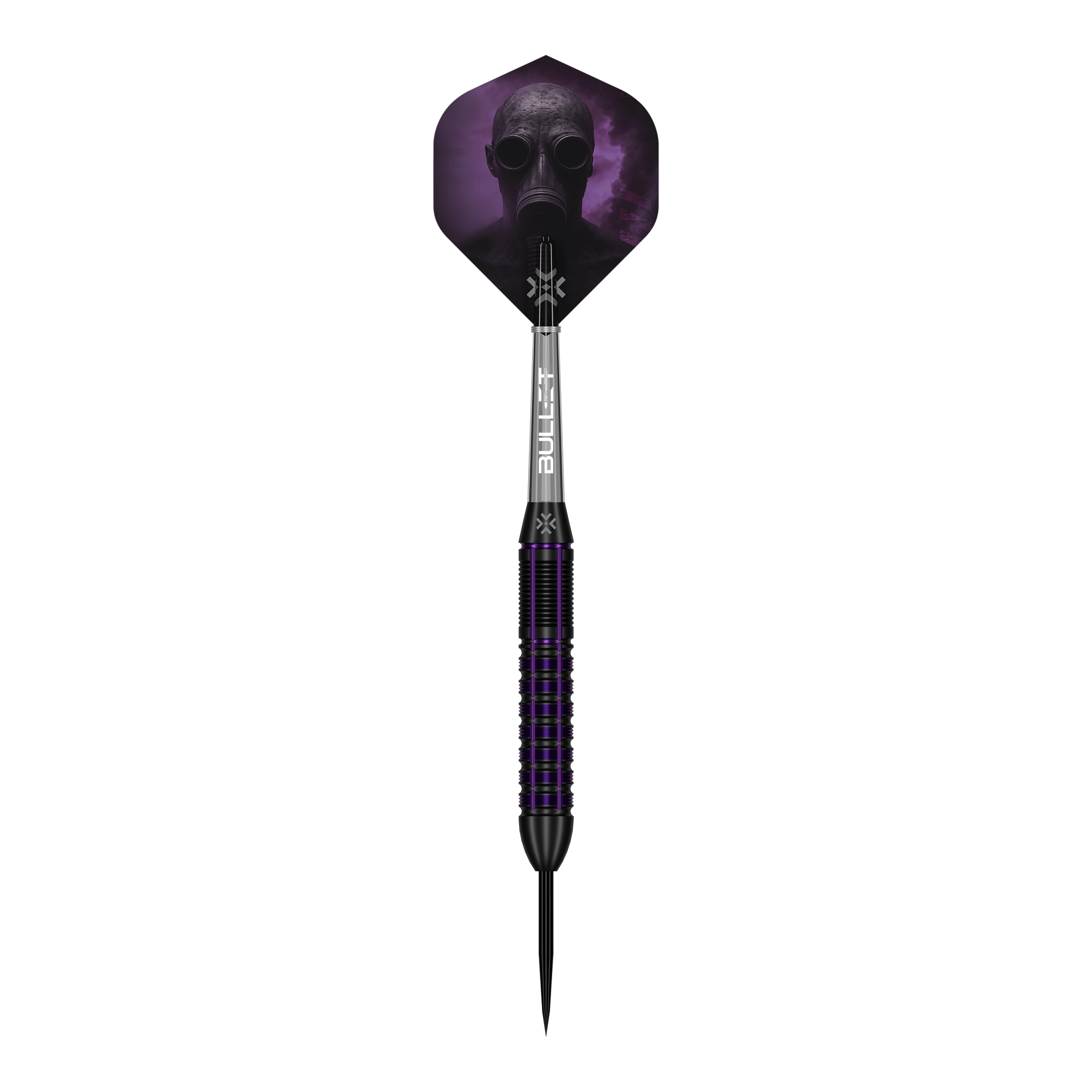 Bullet Toxic Brass Steel Darts - 23 g Abgebildet ist ein einzelner Bullet Toxic Brass Steeldart - 23g. Der Dart besteht aus Messing und hat ein markantes Design.