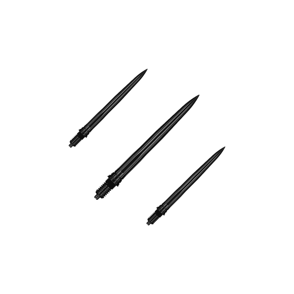 Puntas de dardo Caliburn EZ-EVO - Suaves - Negras Hier sind EVO181 Caliburn EZ-EVO Dartspitzen Smooth Schwarz 28mm als Set dargestellt. Die Dartspitzen sind schwarz und haben eine glatte Oberfläche.