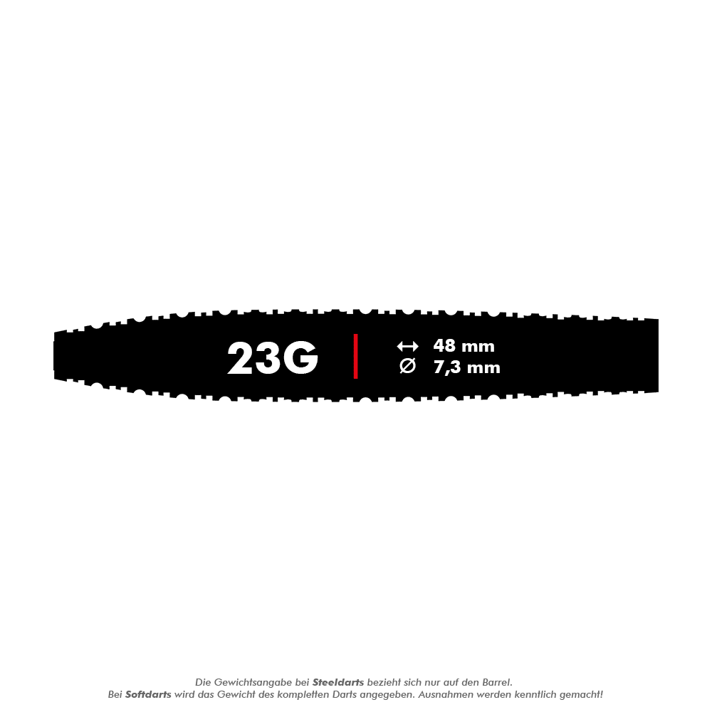 Shot ZEN Missile Turbo Point Steeldarts - 23g Das Bild zeigt die Shot ZEN Missile Turbo Point Steeldarts - 23g. Die Steeldarts sind für das Präzisions-Dartspiel entworfen.