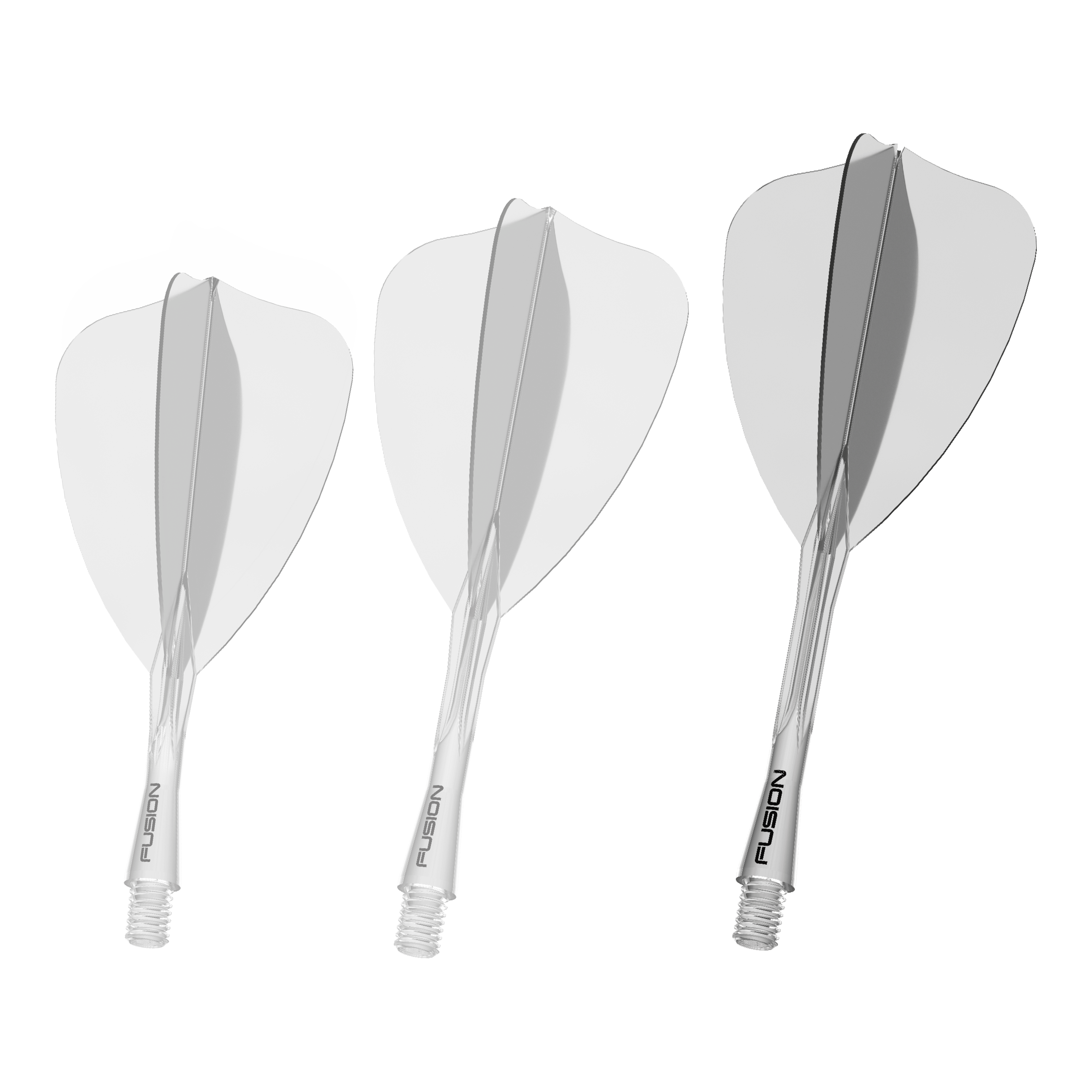 Winmau Fusion Flight Shaft System Arrow Clear Das Bild zeigt ein Winmau Fusion Flight Shaft System in klarer 34mm Ausführung. Es handelt sich um einen Bestandteil für Dartpfeile.