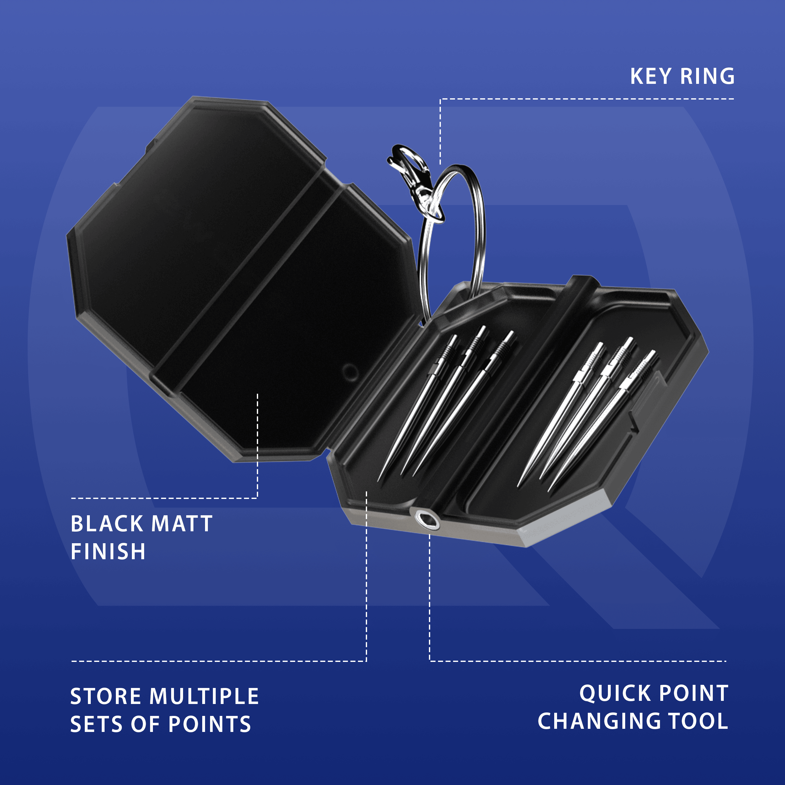 Walizka narzędziowa Harrow's Premium Quick Point Dieses Bild zeigt das Harrows Premium Quick Point Tool Case. Es ist speziell für Dartsportzubehör entwickelt worden.