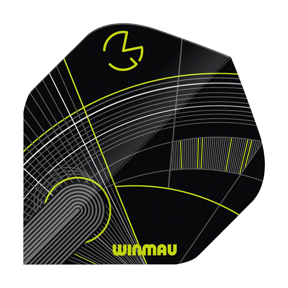 Plumas estándar Winmau Prism Delta MVG Black Green No2 Abgebildet sind die Winmau Prism Delta MvG Black Green No2 Standard Flights. Die Flights haben ein markantes schwarzes und grünes Design.