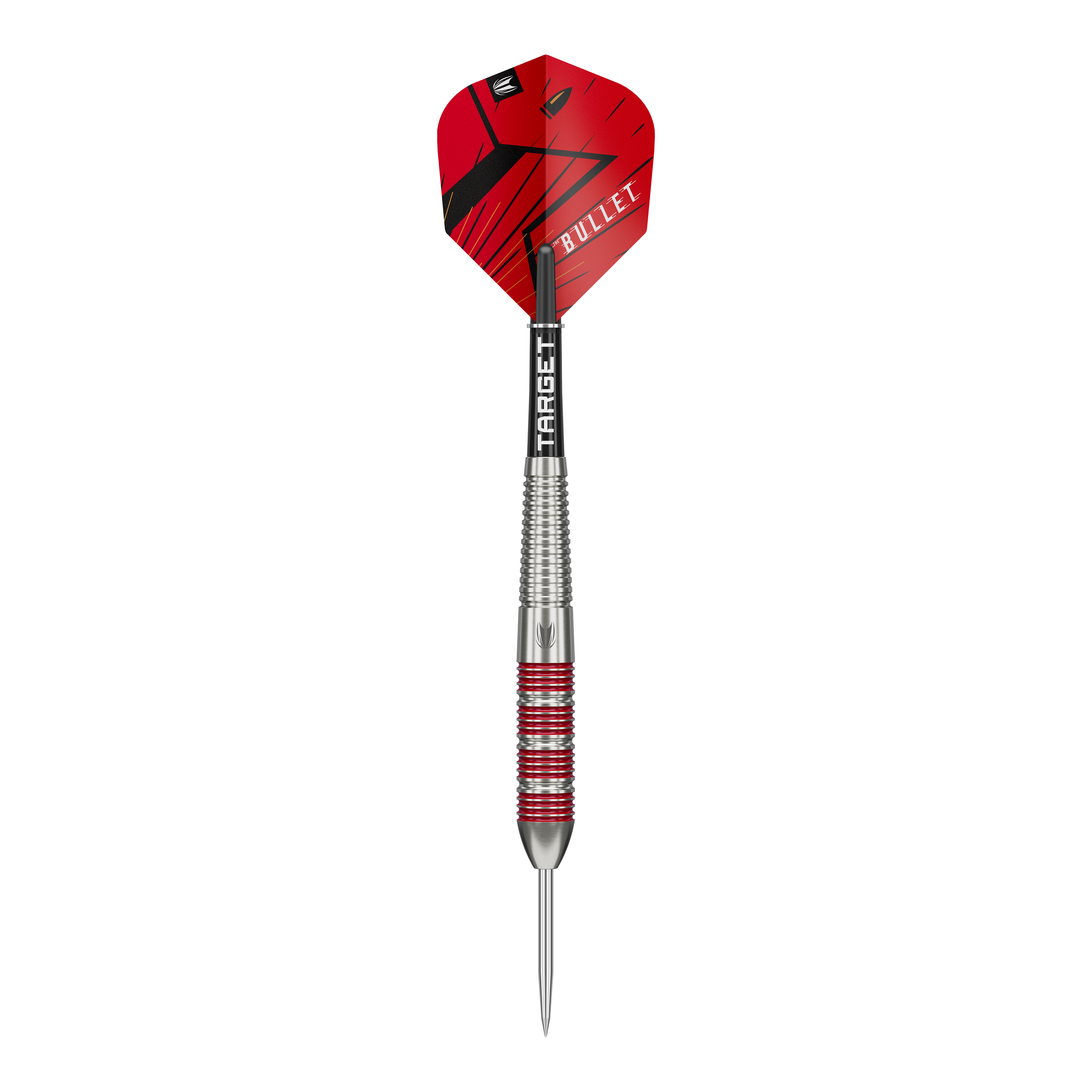 Sada šípů Target Stephen Bunting Bullet, 100 kusů, mosazné ocelové šipky - 22g Das Bild zeigt das Target Stephen Bunting Bullet Brass Steeldart Set, 22g. Mehrere Darts sind aufgereiht.