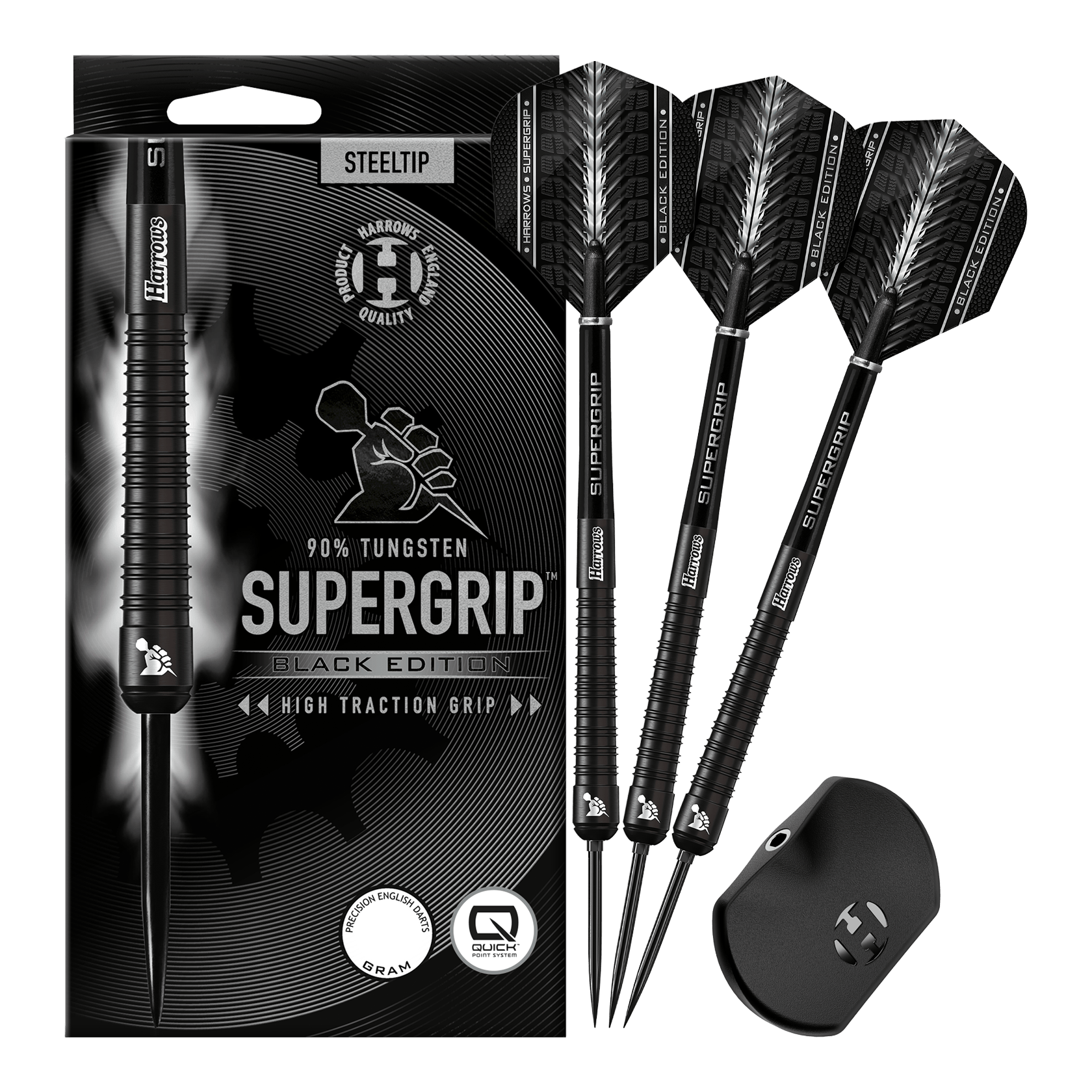 Harrows Supergrip 90 Black Edition Quick Point Steeldarts Harrows Supergrip 90 Black Edition Quick Point Steeldarts