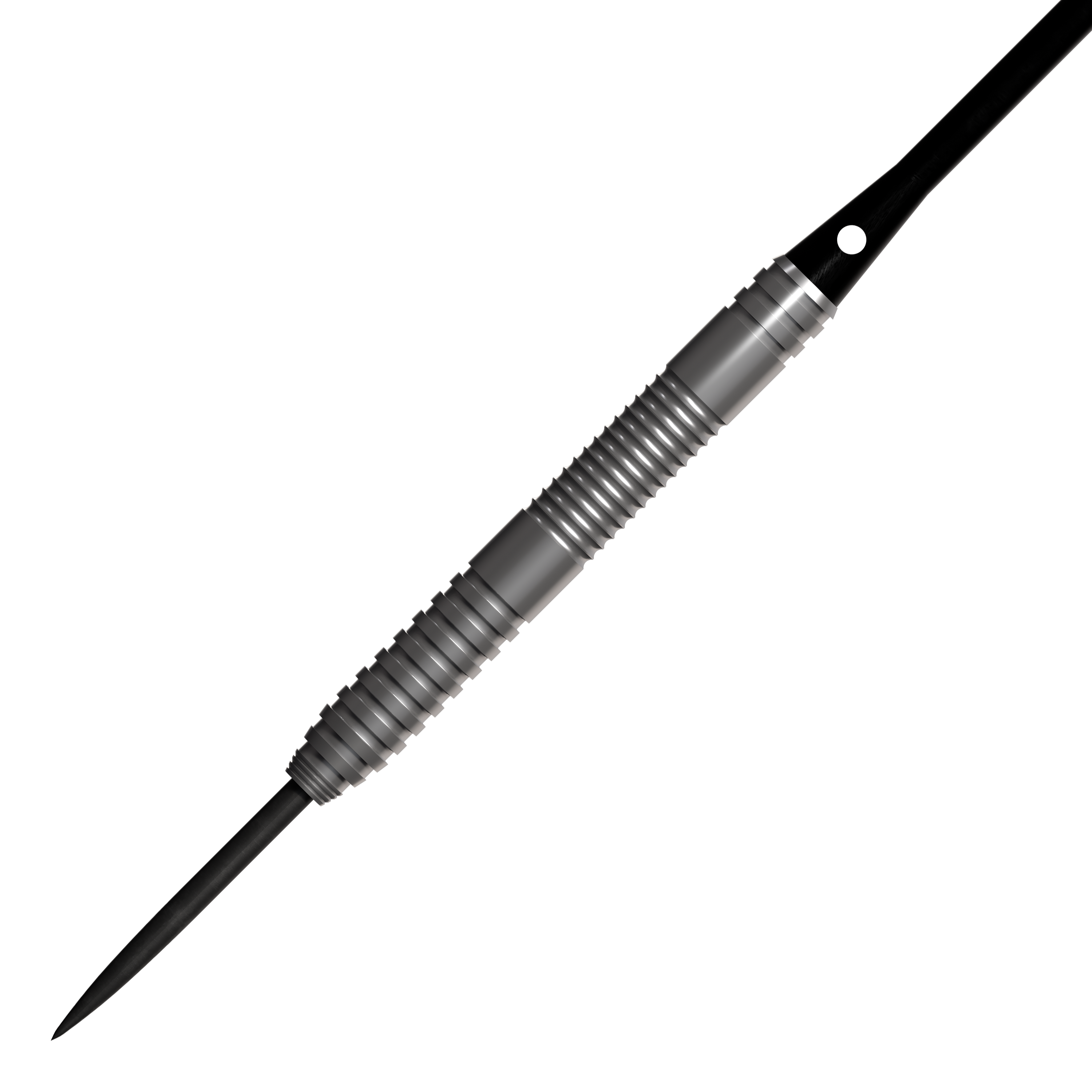 Bulls NL Lightning Red Steeldarts Das Bild zeigt einen Bulls NL Lightning Red Steeldart. Der Dartpfeil hat eine silberne, geriffelte Metalloberfläche und eine scharfe Spitze.