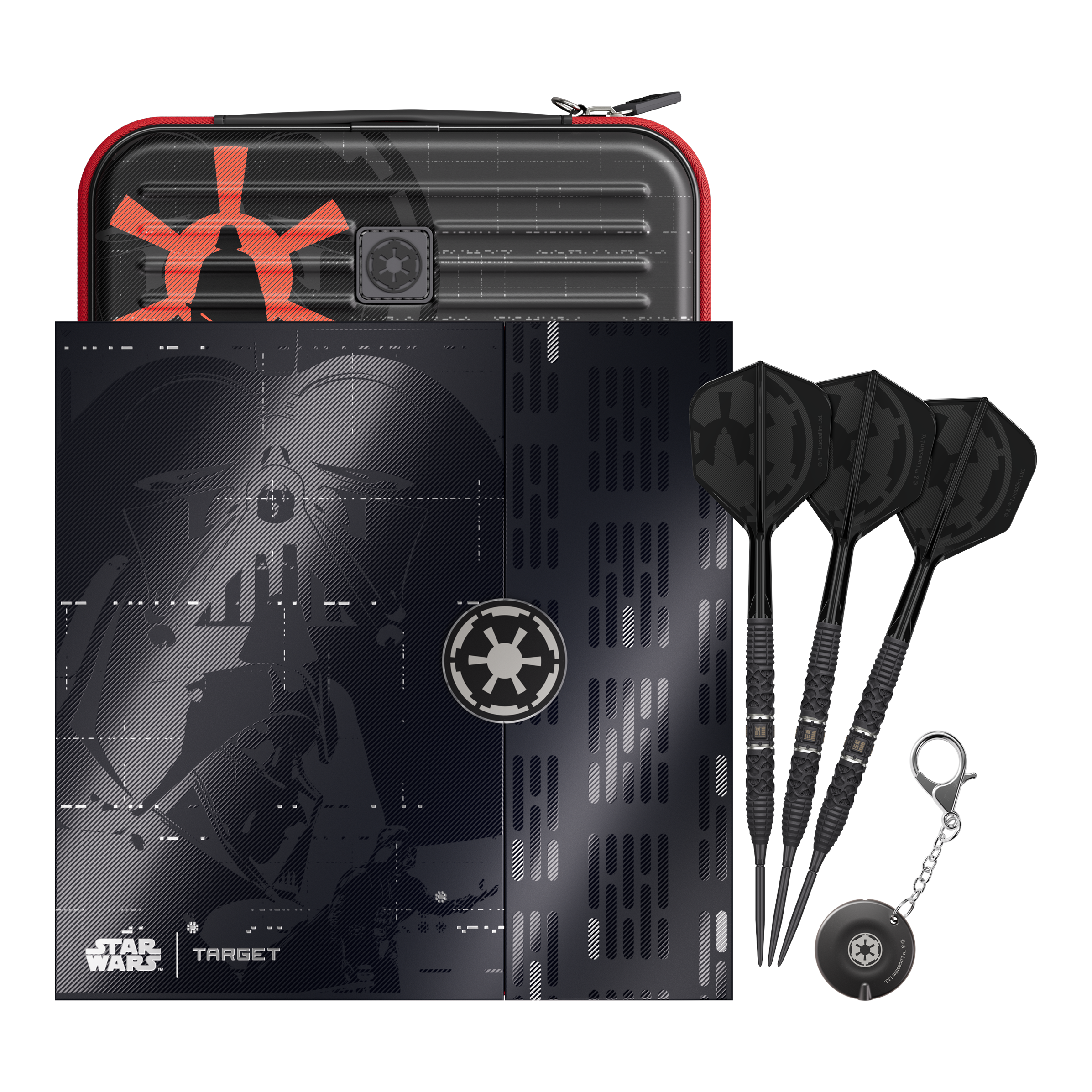 Dardos de acero Target Star Wars Darth Vader 95 Swiss Point Das Bild zeigt die Target Star Wars Darth Vader 95 Swiss Point Steeldarts. Diese Steeldarts sind im Darth Vader Design gehalten.