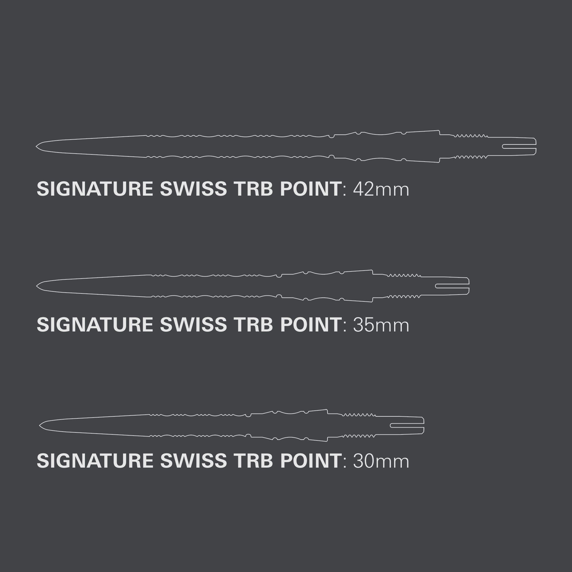 Target Signature Swiss Point TRB Steeldartspitzen - Silber Das Foto zeigt die Target Signature Swiss Point TRB Steeldartspitzen in der Farbe Silber. Sie sind ideal für den professionellen Einsatz im Dartsport.