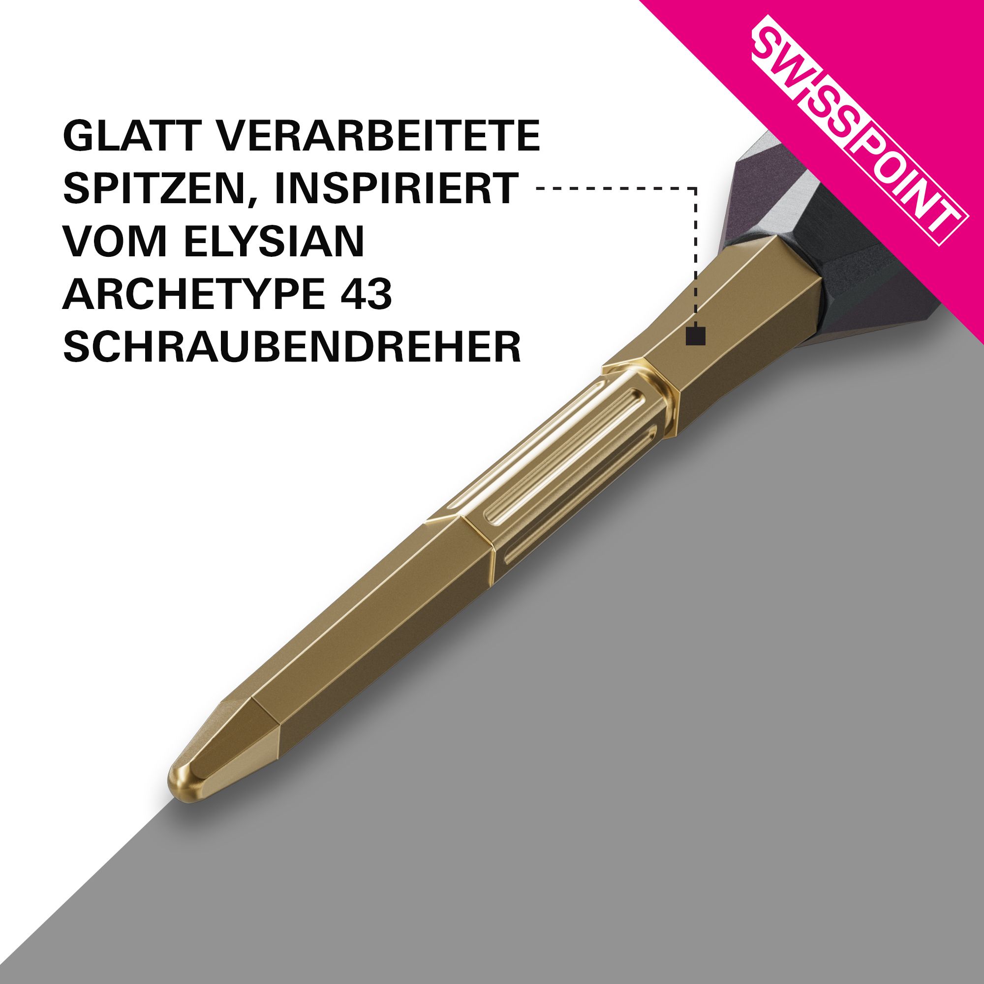 Target Elysian Archetype 43 Swiss Point Steeldartspitzen - Gold Target Elysian Archetype 43 Swiss Point Steeldartspitzen in Gold werden abgebildet. Sie sind hochwertige Dartspitzen für professionelle Dartspieler.